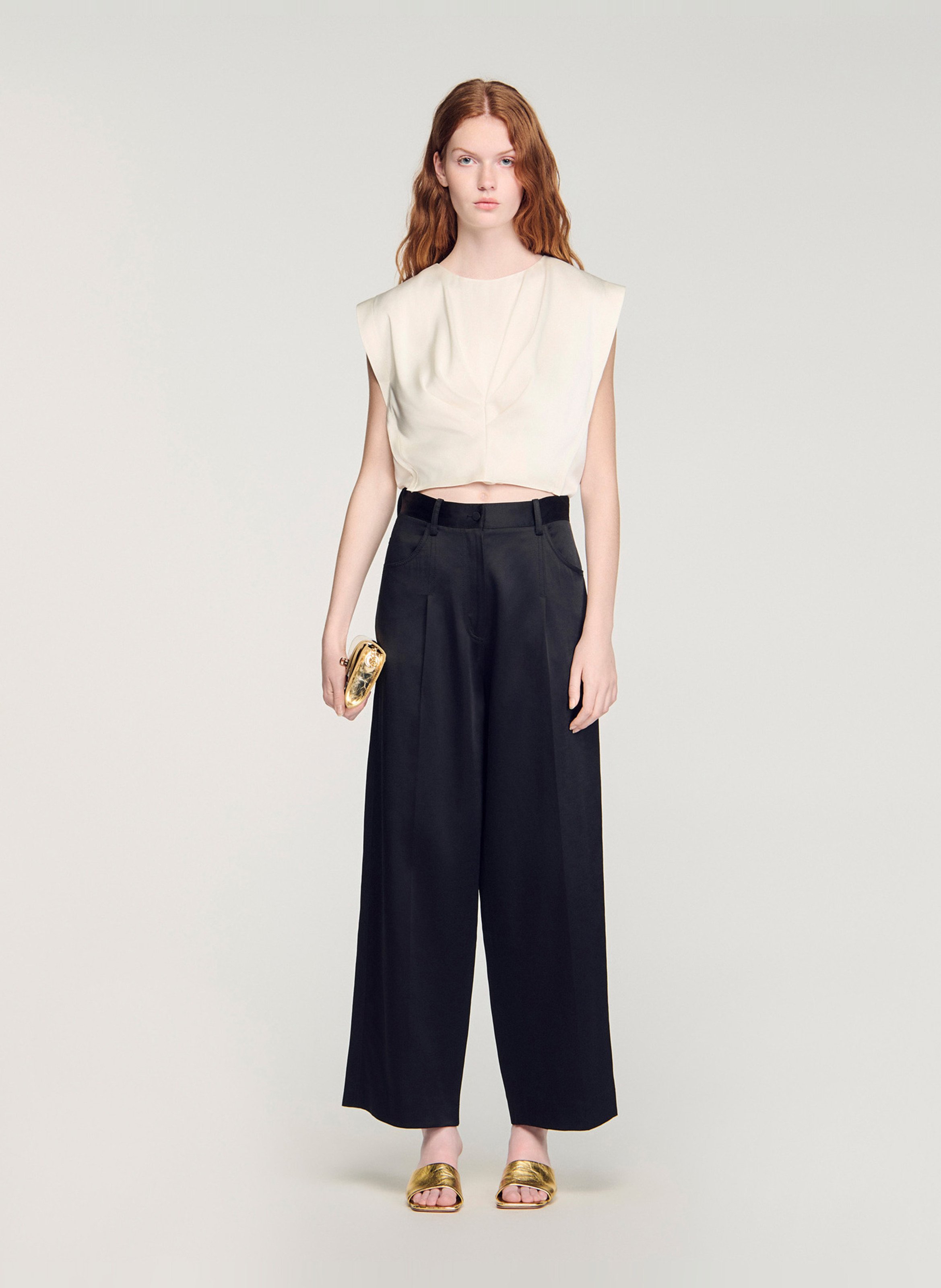 Pantalon large SANDRO Noir
