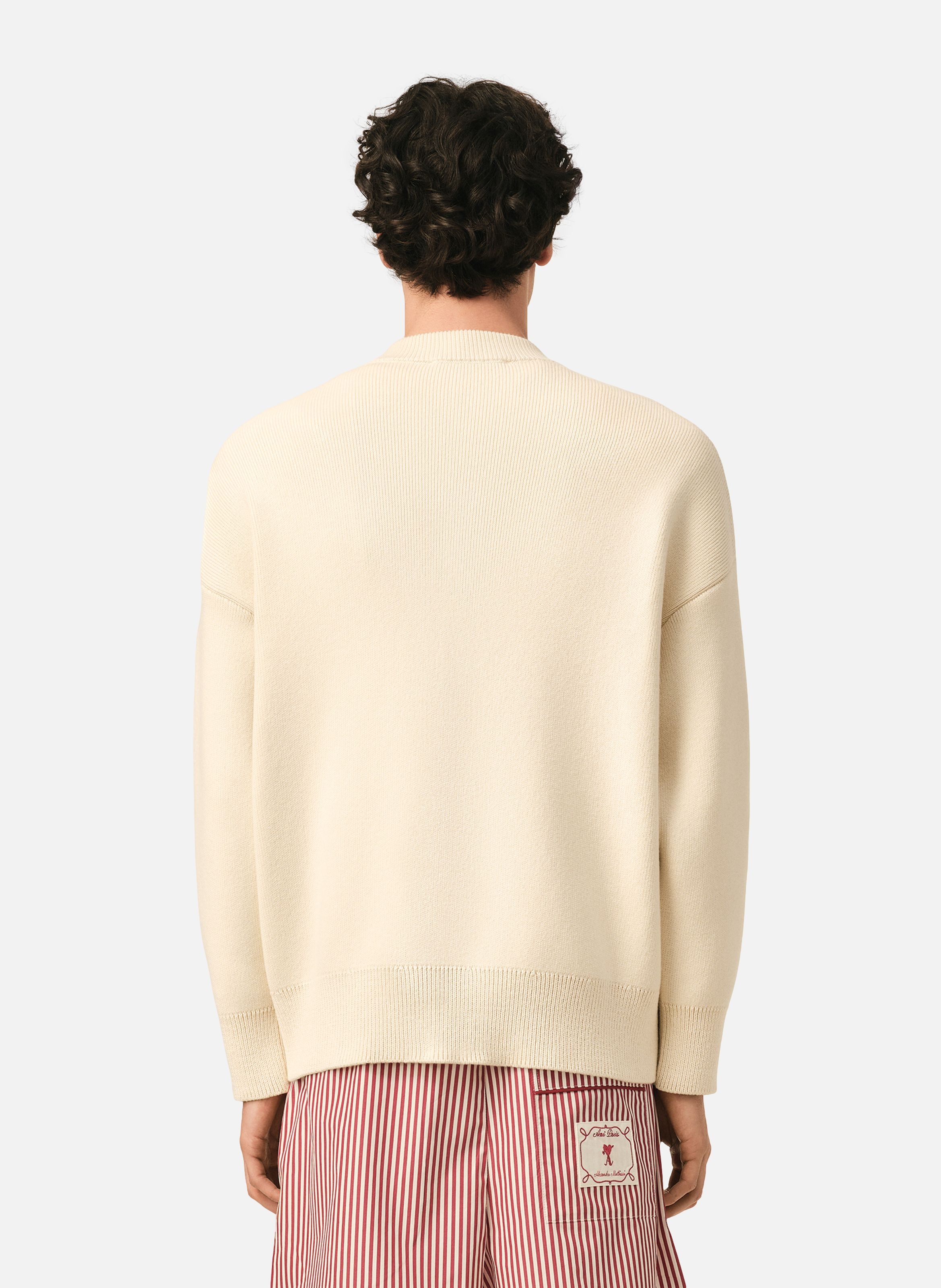 Cardigan ami de coeur flèche en coton et laine AMI PARIS Blanc