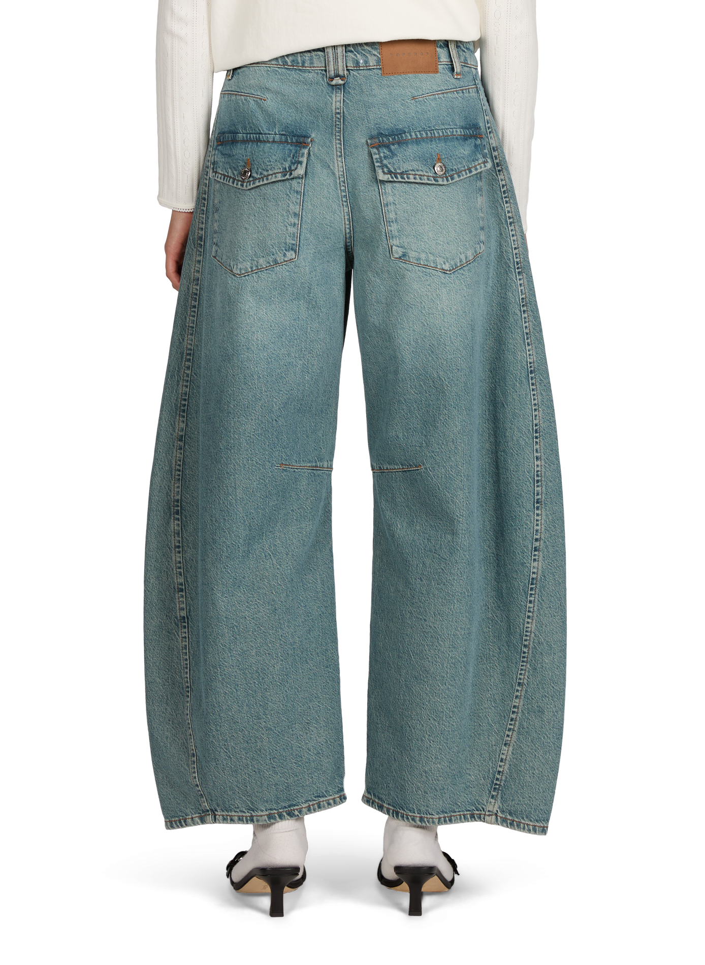Cotton Tsemma barrel jeans TOPSHOP Green