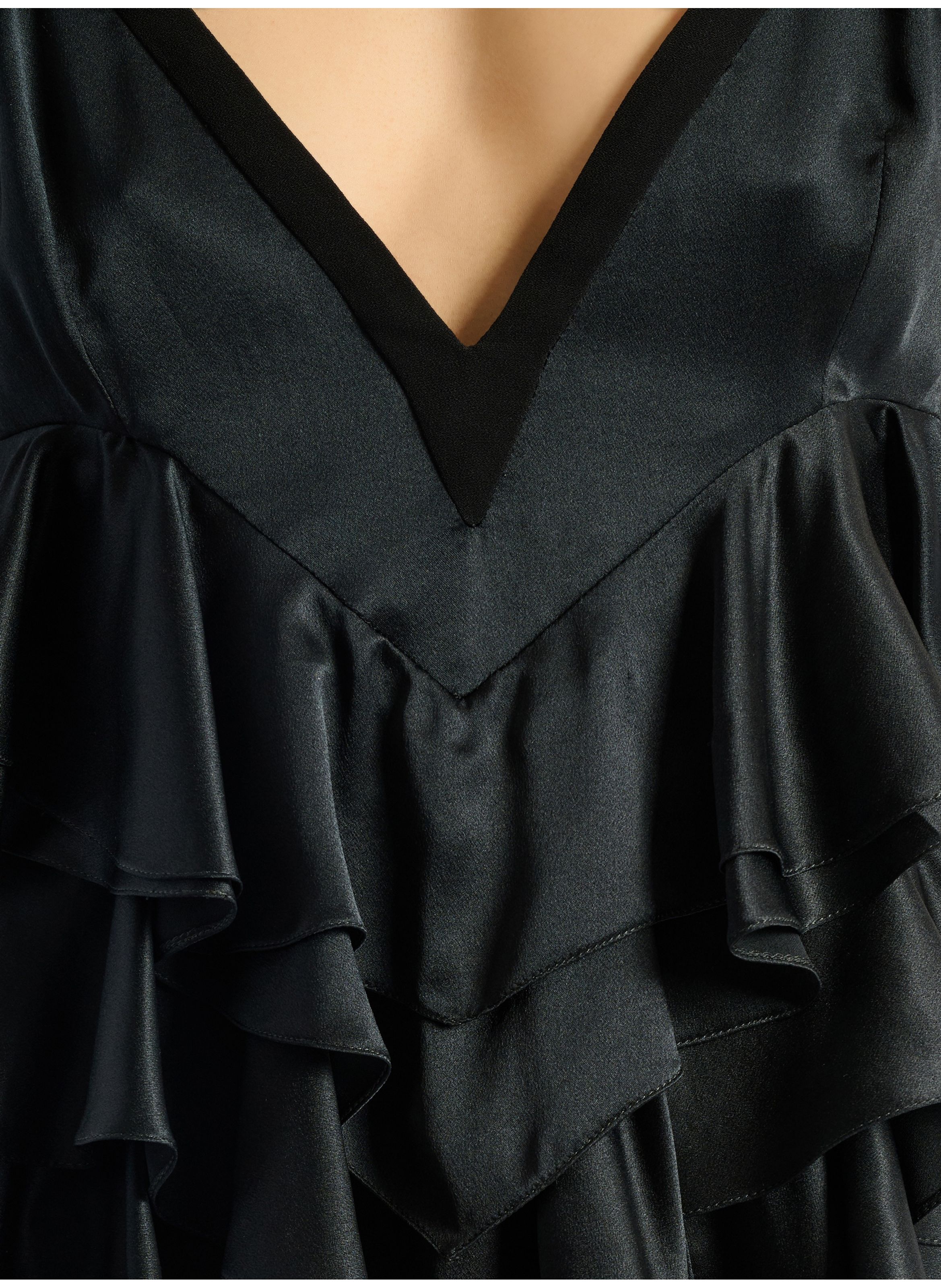Top à fines bretelles en satin BALMAIN Noir