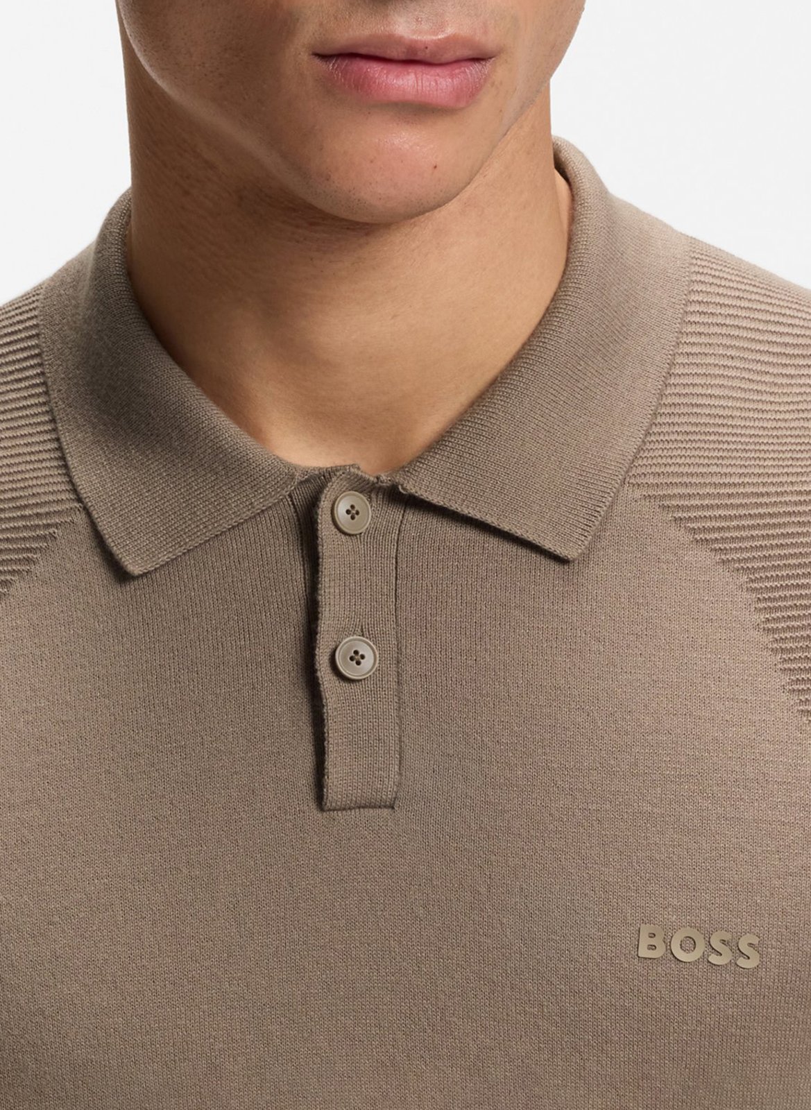 Polo droit en coton mélangé BOSS Kaki