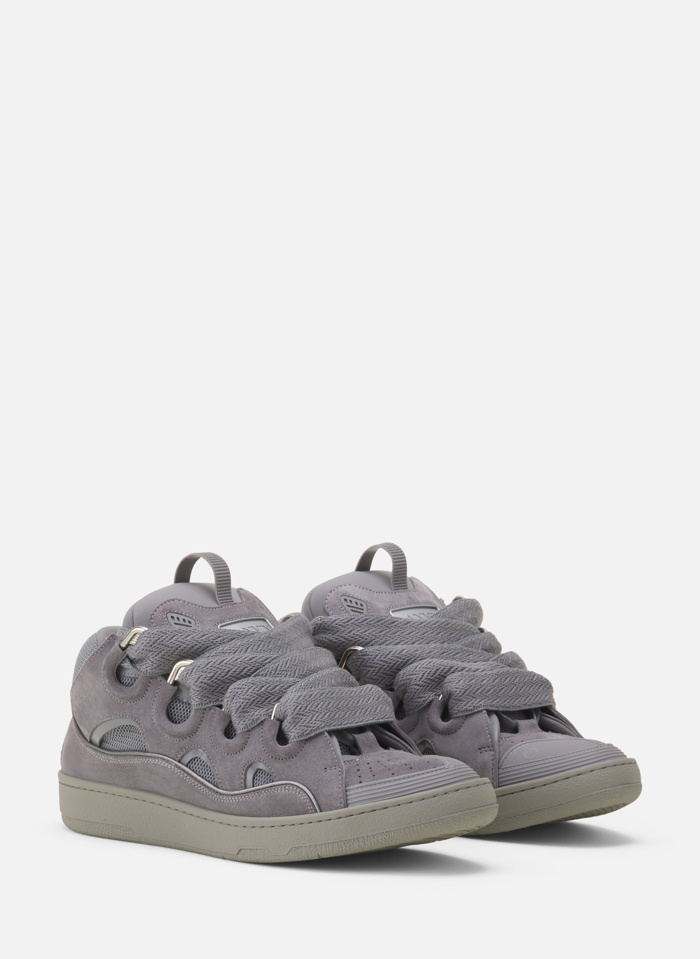 Sneakers curbs en suede monocolor LANVIN Gris