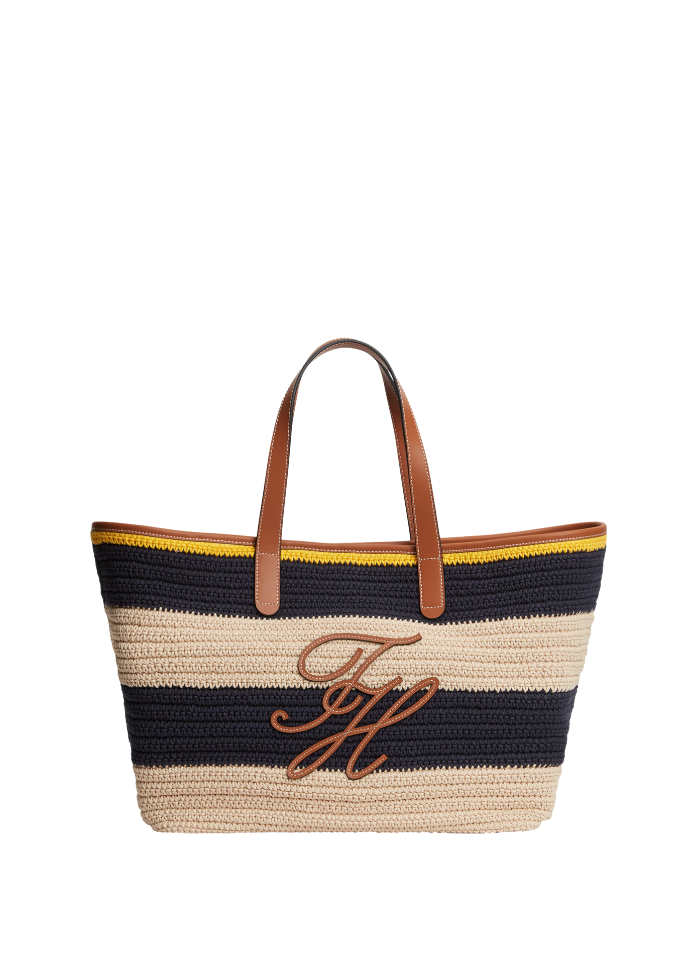 Striped tote bag with embroidered logo in cotton TOMMY HILFIGER Multicolour