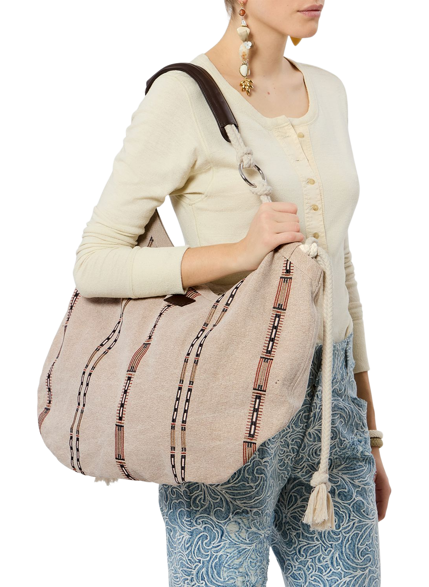Sac cabas Byron en toile de coton tissée ISABEL MARANT Blanc