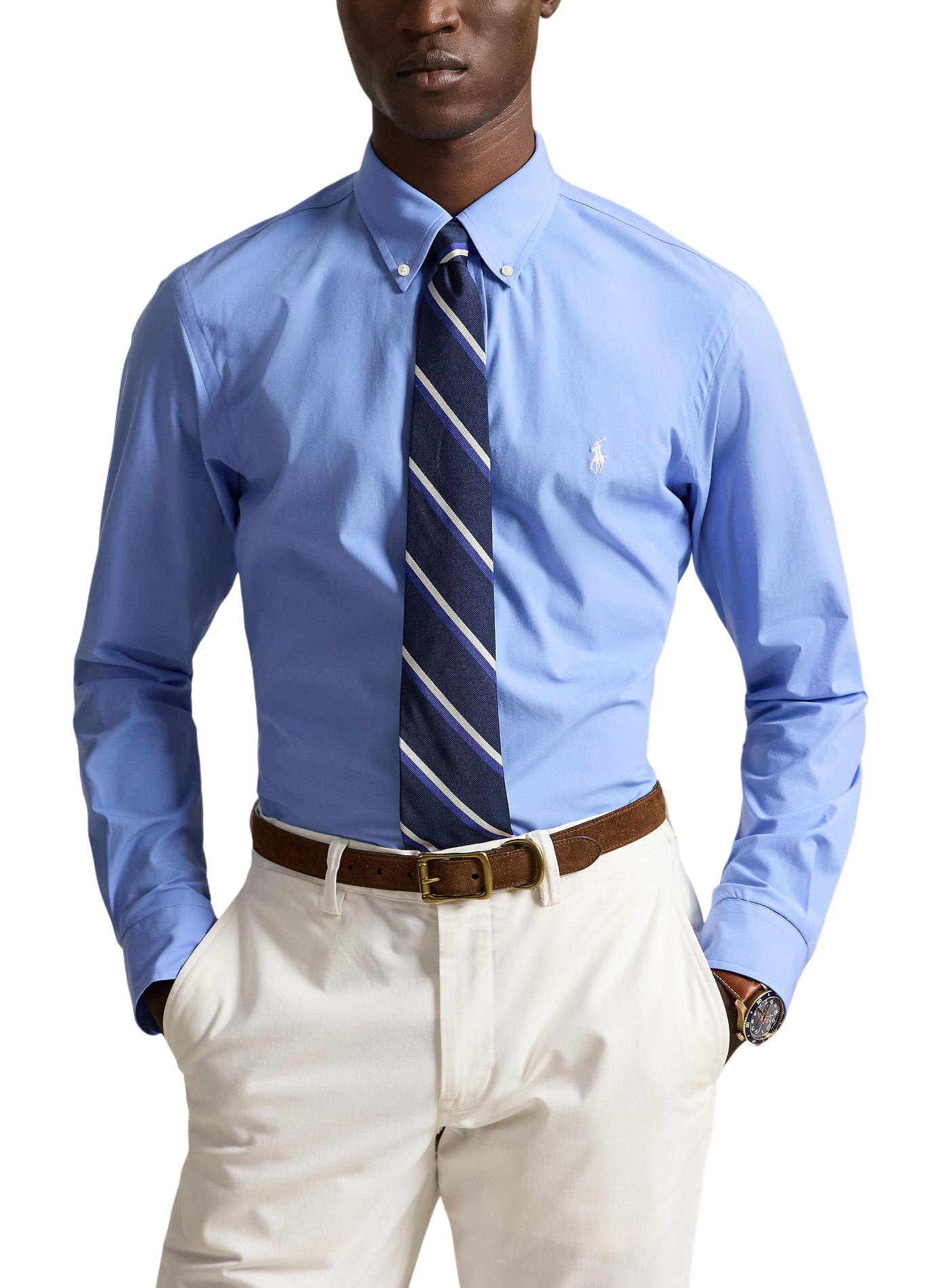 Overhemd van gemengd katoen | Blauw POLO RALPH LAUREN Heren