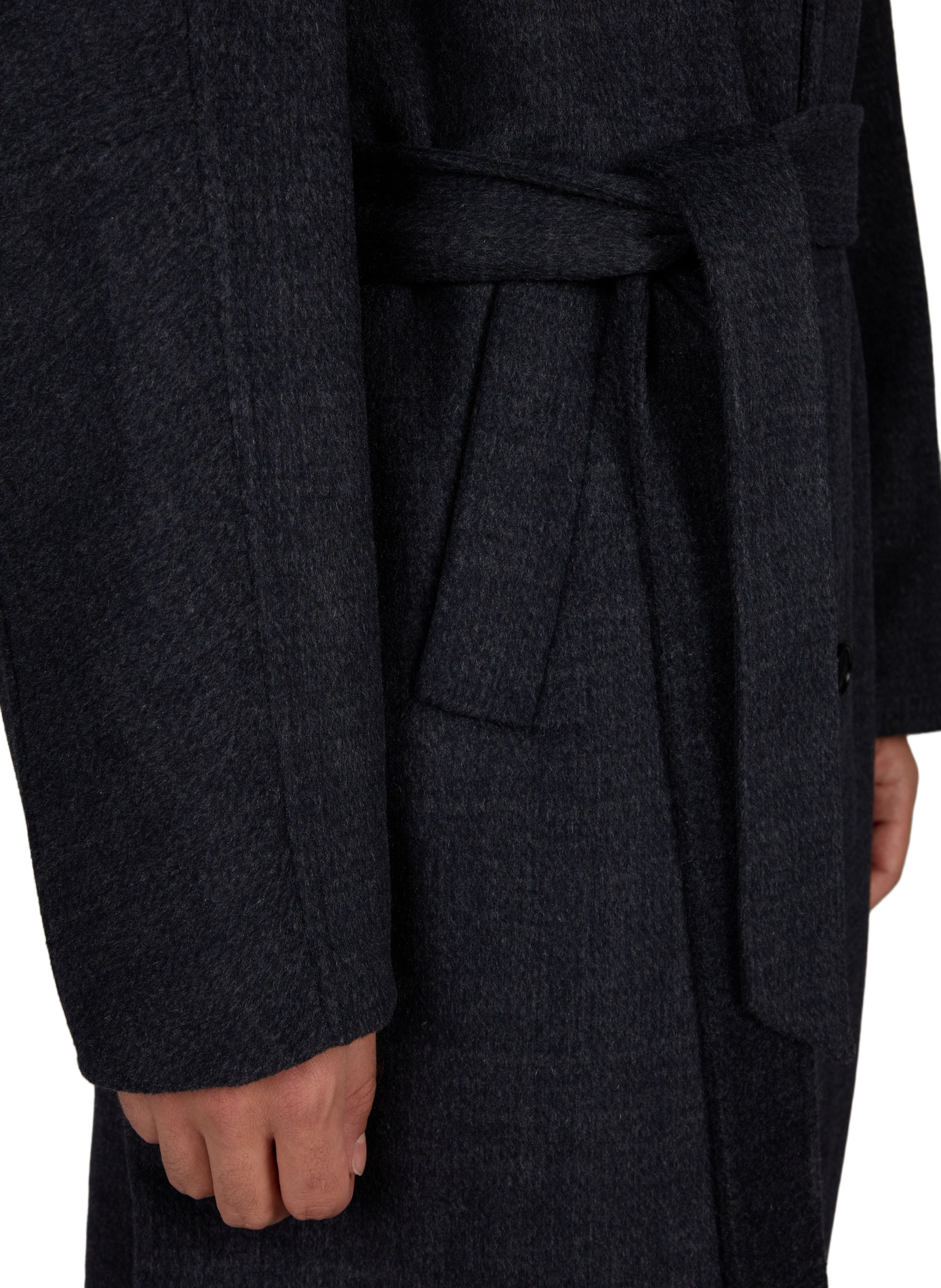 Belted wool-blend coat with notched lapels MAISON KITSUNÉ Blue