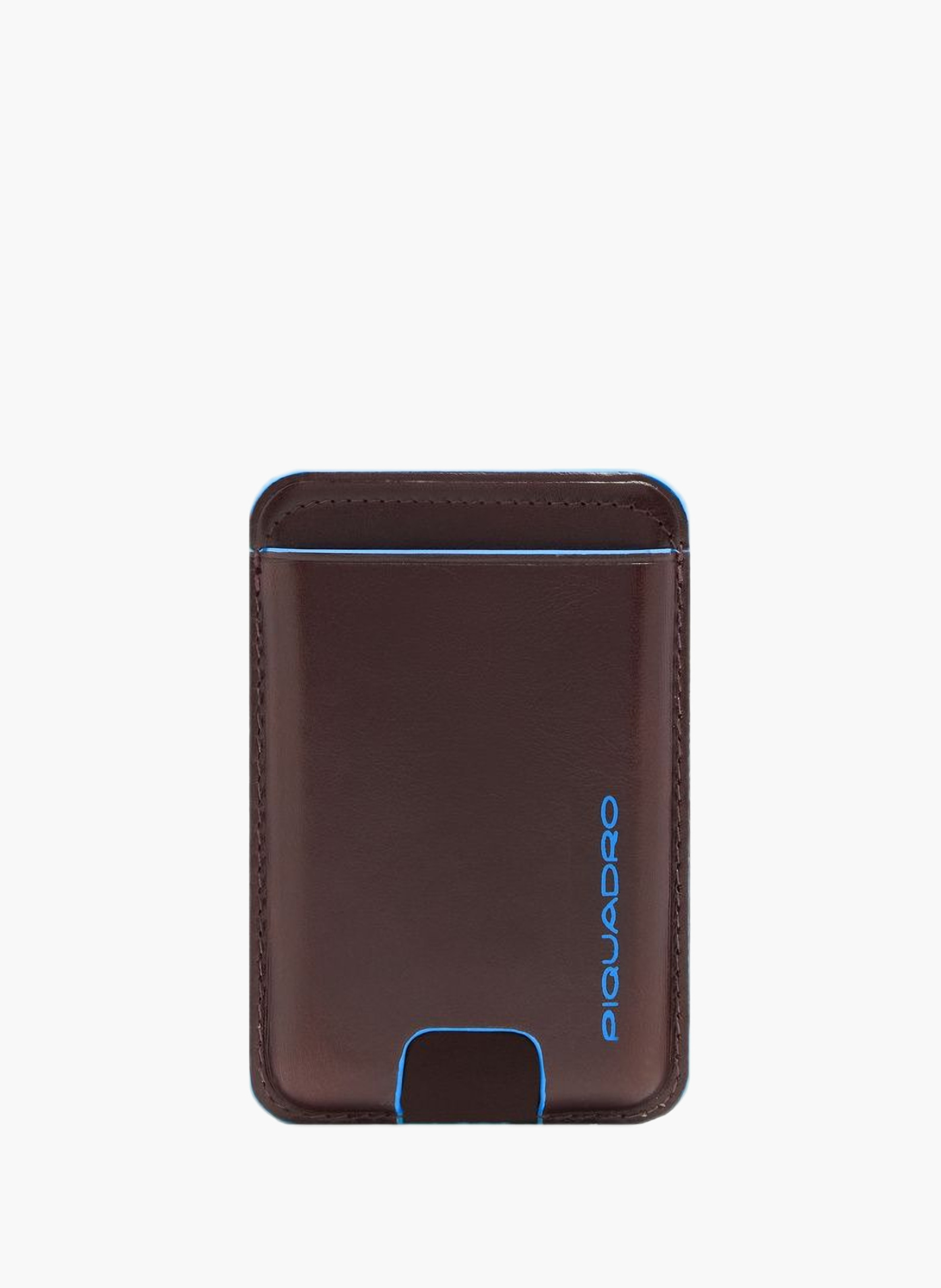 Slim magsafe® leather card holder with rfid shielding PIQUADRO Brown