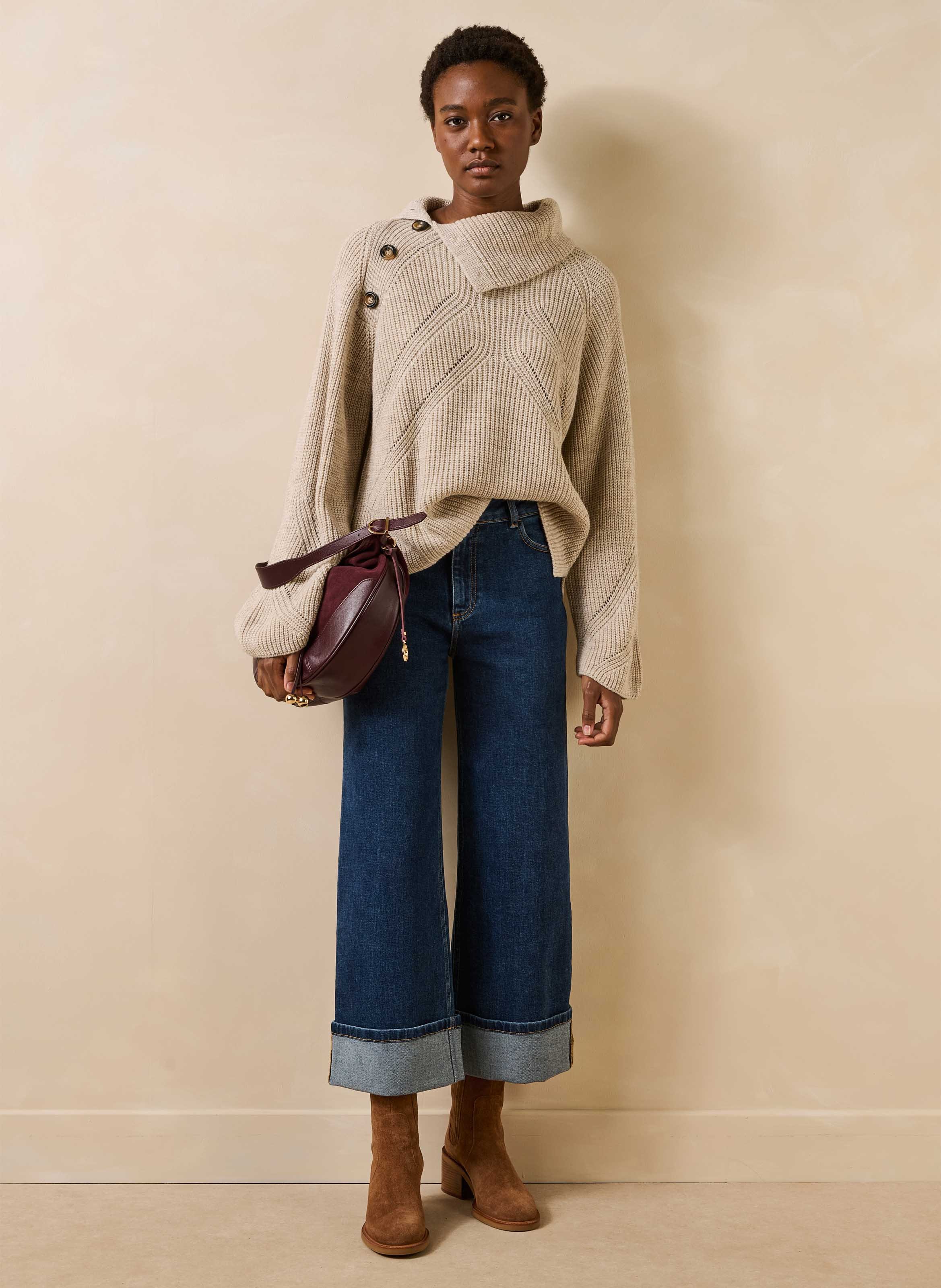 Oversized trui van een wolmix LA FEE MARABOUTEE Beige
