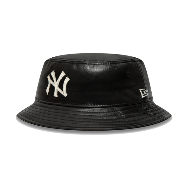 New Era Leather Bucket Hat In Black