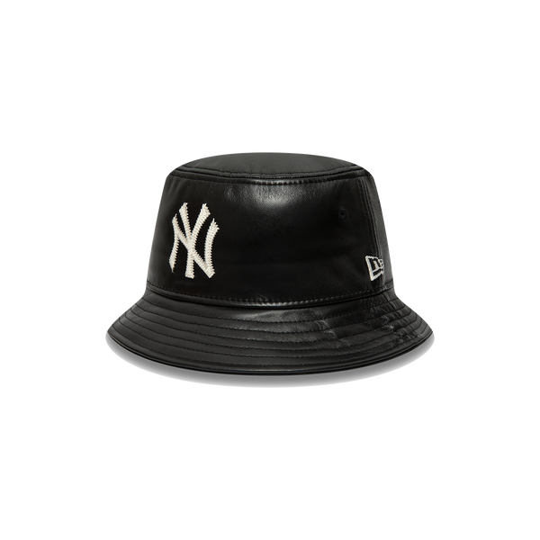 New Era Leather Bucket Hat In Black