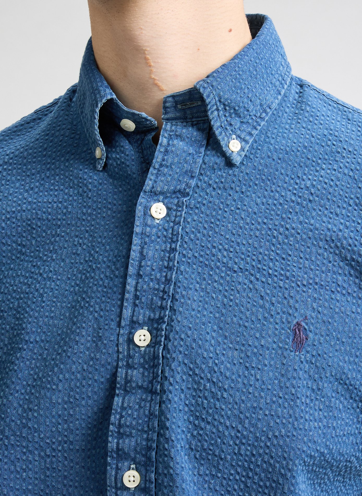 Seersucker cotton shirt POLO RALPH LAUREN Blue