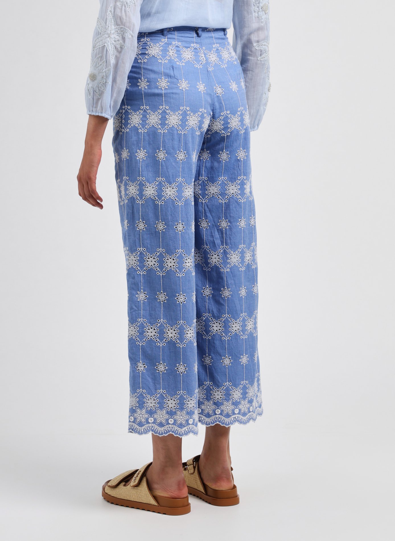 Pantalon brodé en coton  LOUISE MISHA Bleu