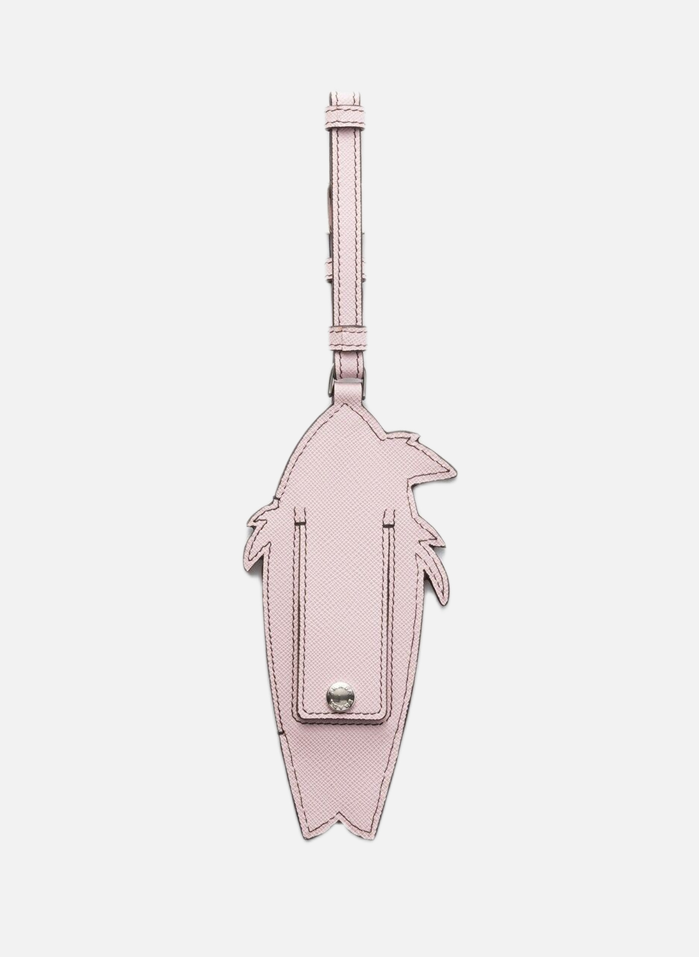 Porte-nom en cuir saffiano et cuir ayers PRADA Rose