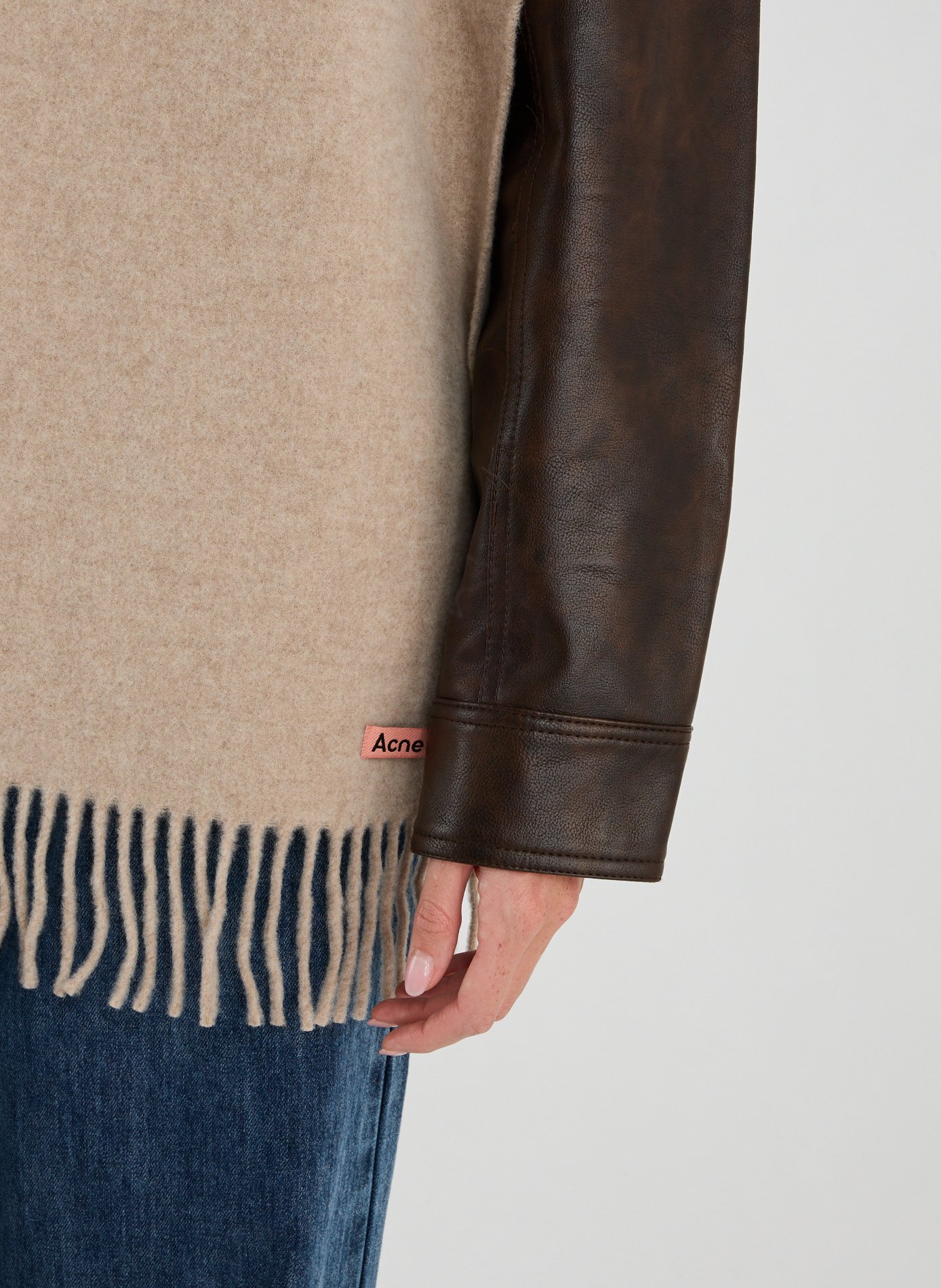 Echarpe à franges en laine ACNE STUDIOS Beige