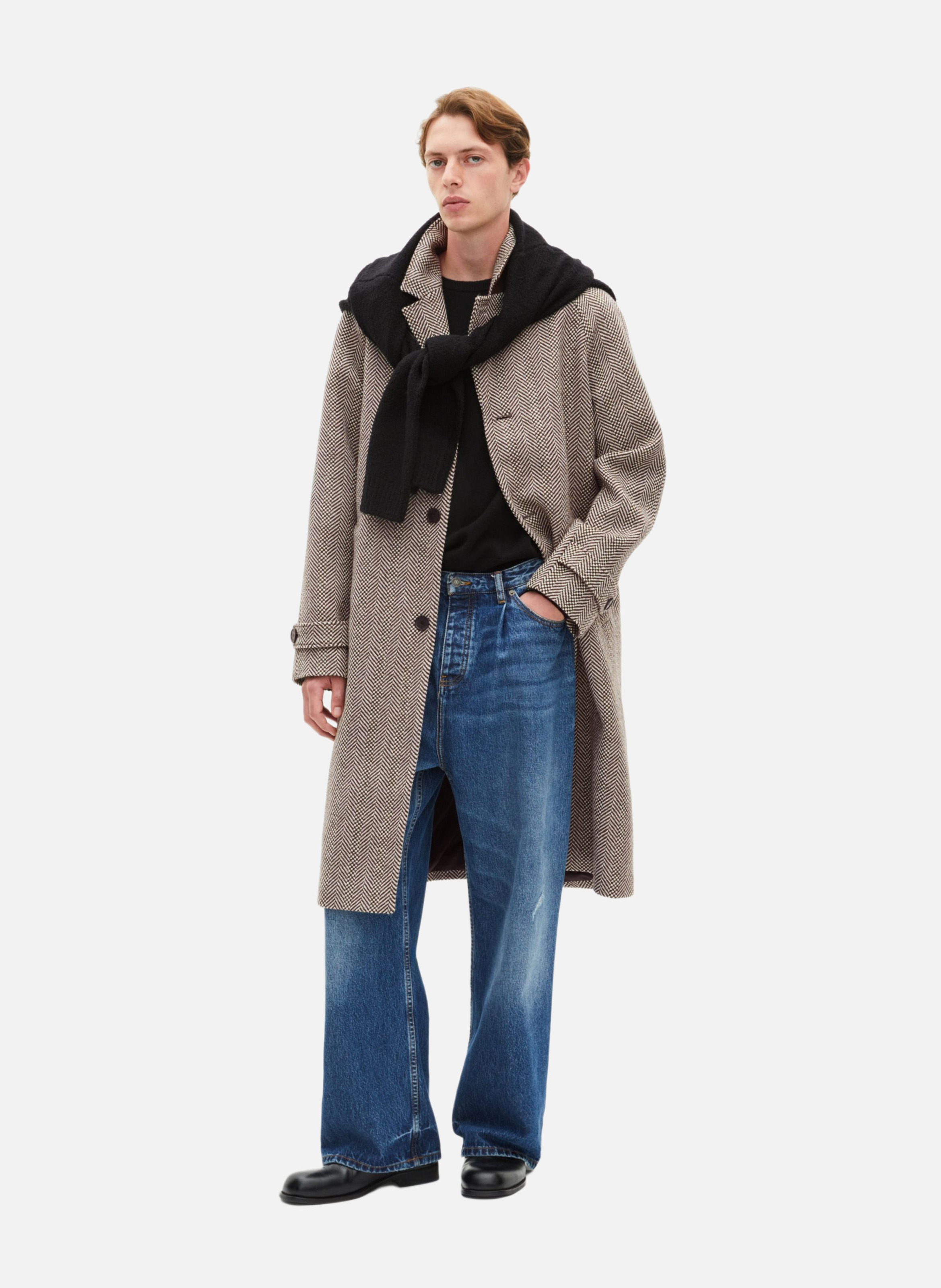 Manteau long à chevrons THE KOOPLES Marron