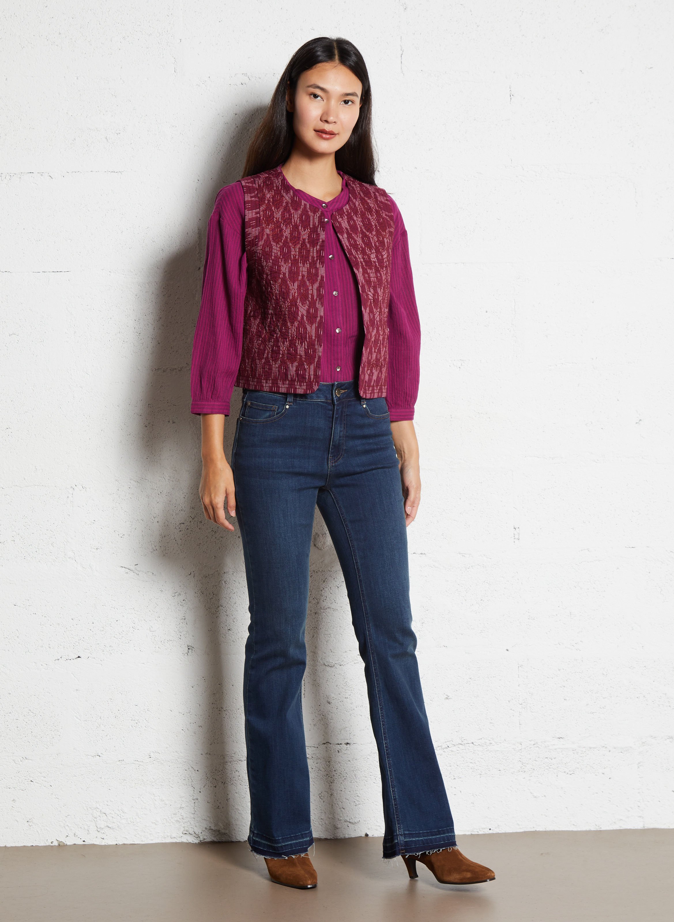 Veste col rond en coton prune MAISON 123 Violet