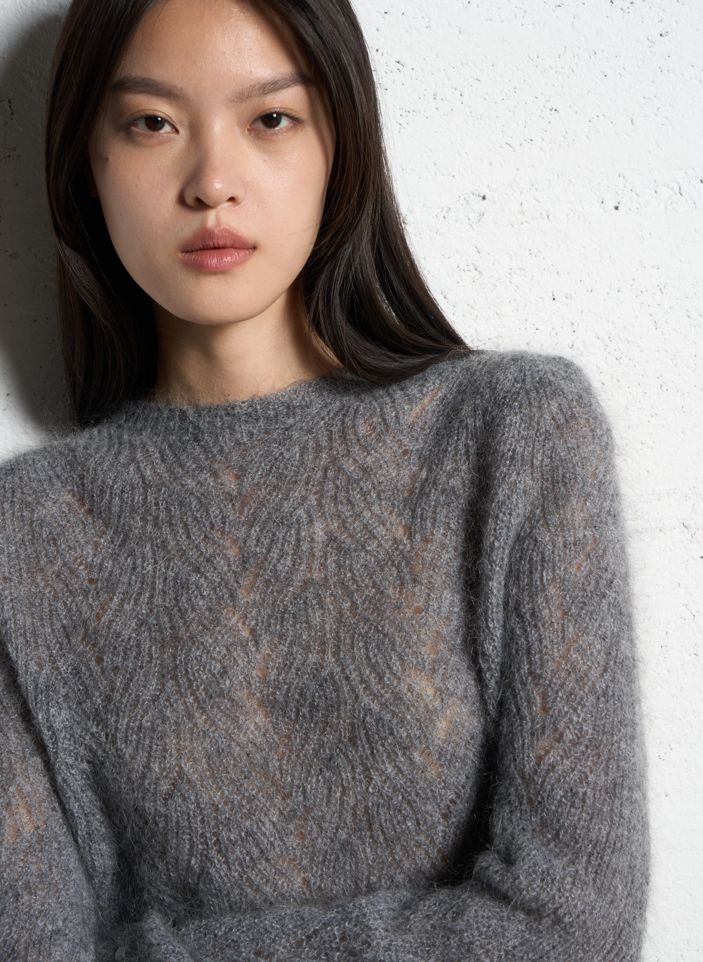 Pull droit en mohair mélangé IKKS Gris