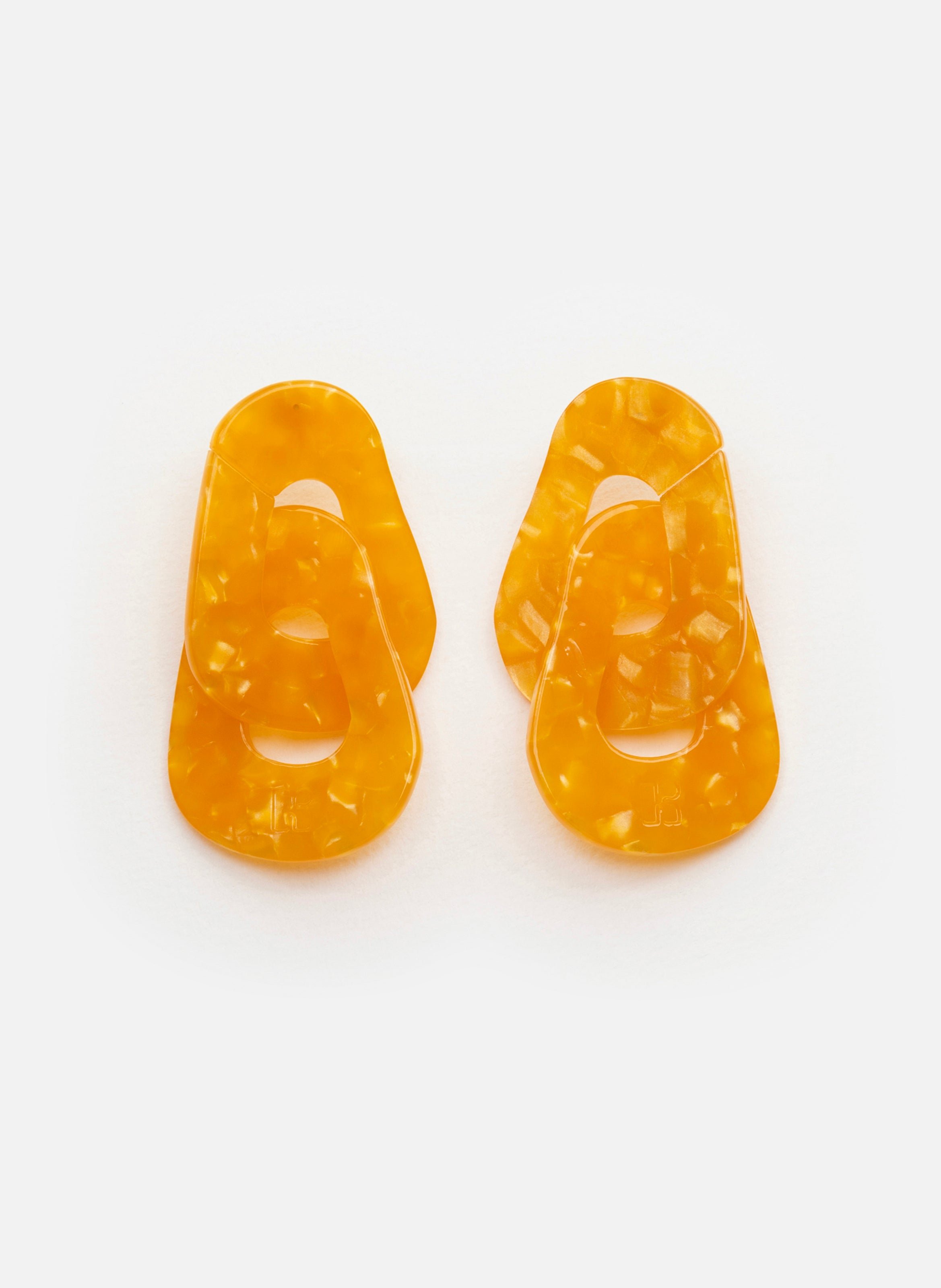 Boucles d'oreilles maillons en acétate de cellulose OrangeKURAGE GINZA