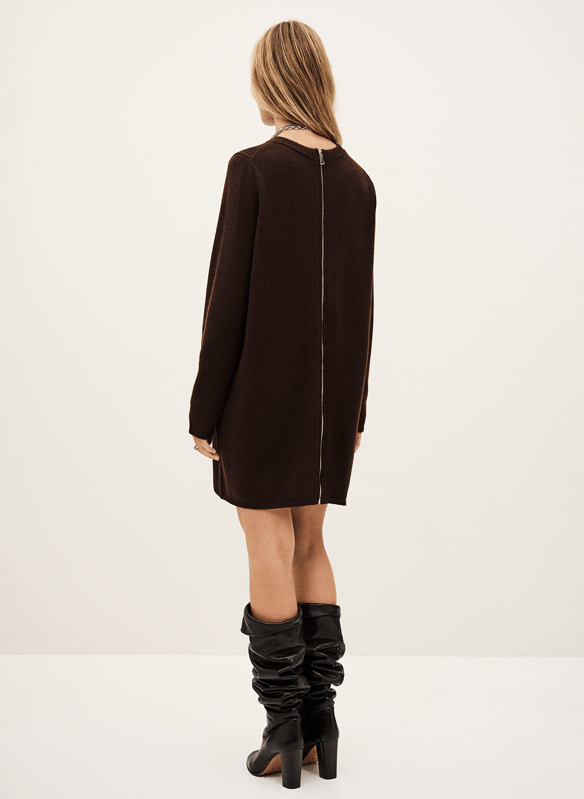 Robe courte en laine mélangée tess BA&SH Marron