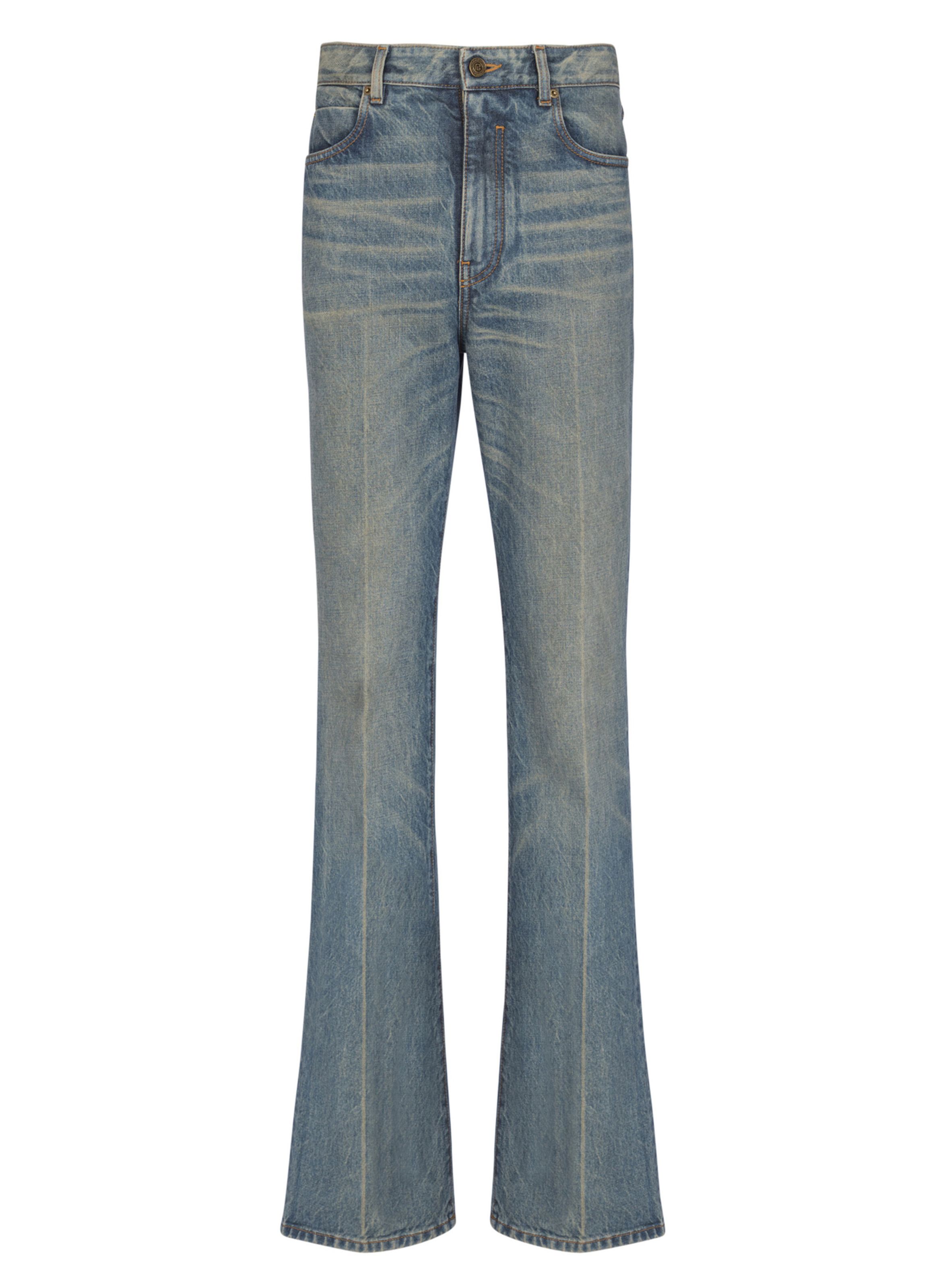 Pantalon droit jambe ajustée en denim vintage BALMAIN Bleu