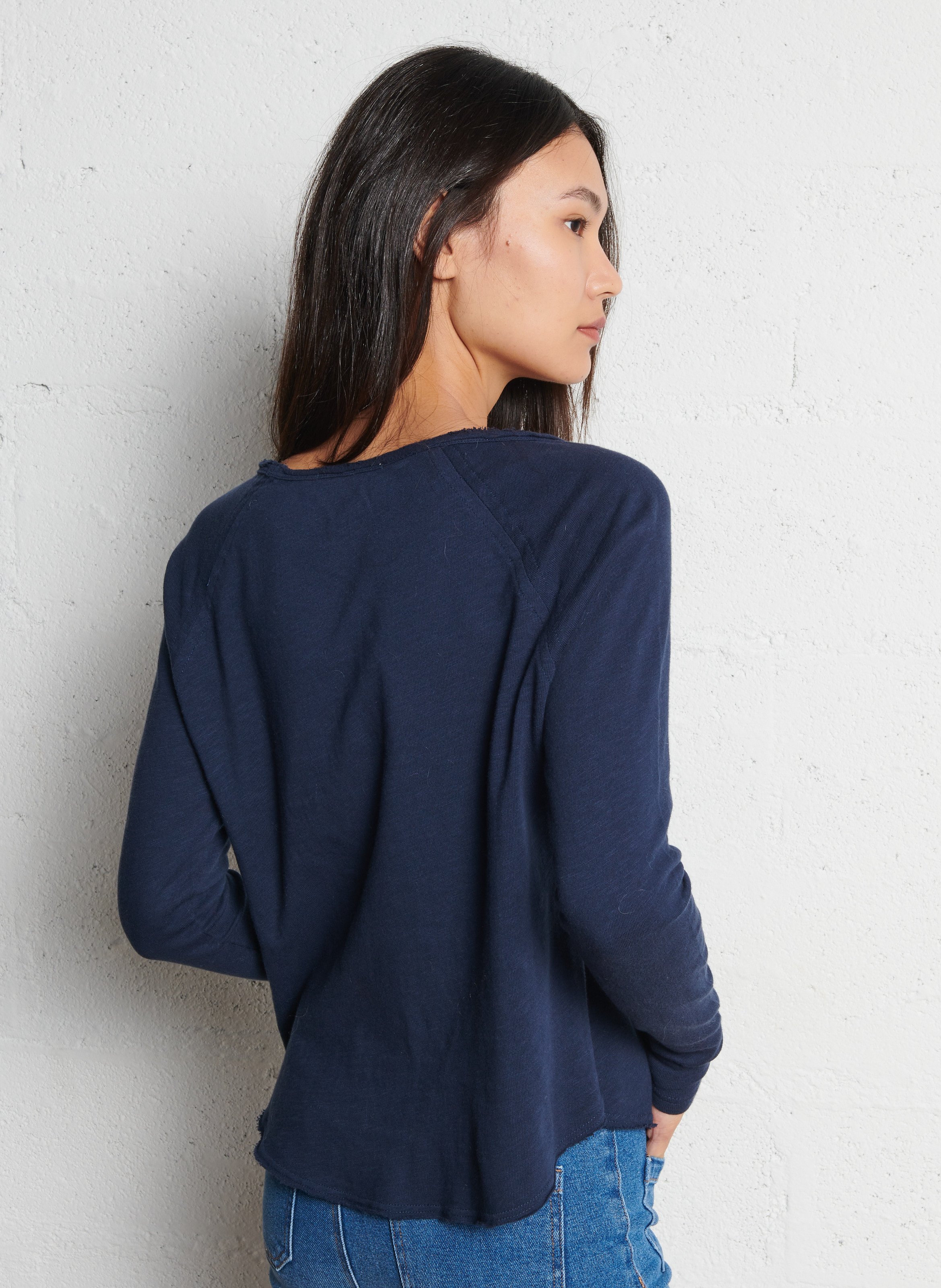 Tee-shirt à col bateau en coton sonoma AMERICAN VINTAGE Bleu