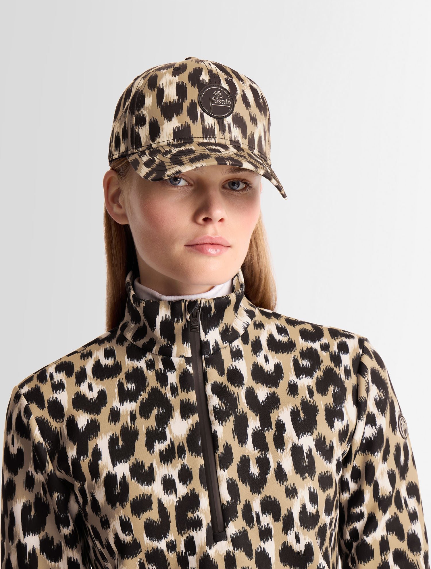 Casquette leopard coupe regular FUSALP Beige