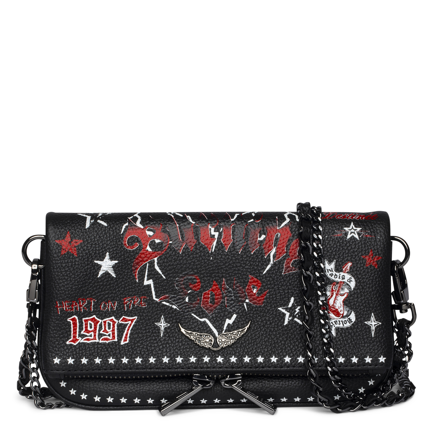 Pochette en cuir grainé rock nano ZADIG&VOLTAIRE Noir