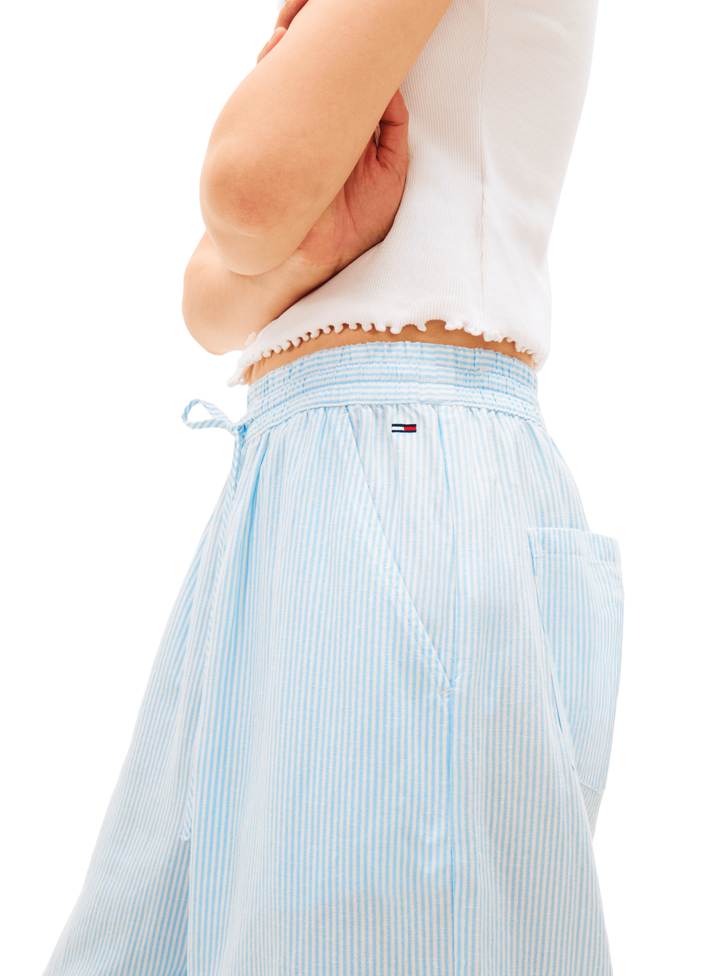 Linen and cotton blend pajama pants TOMMY HILFIGER Blue