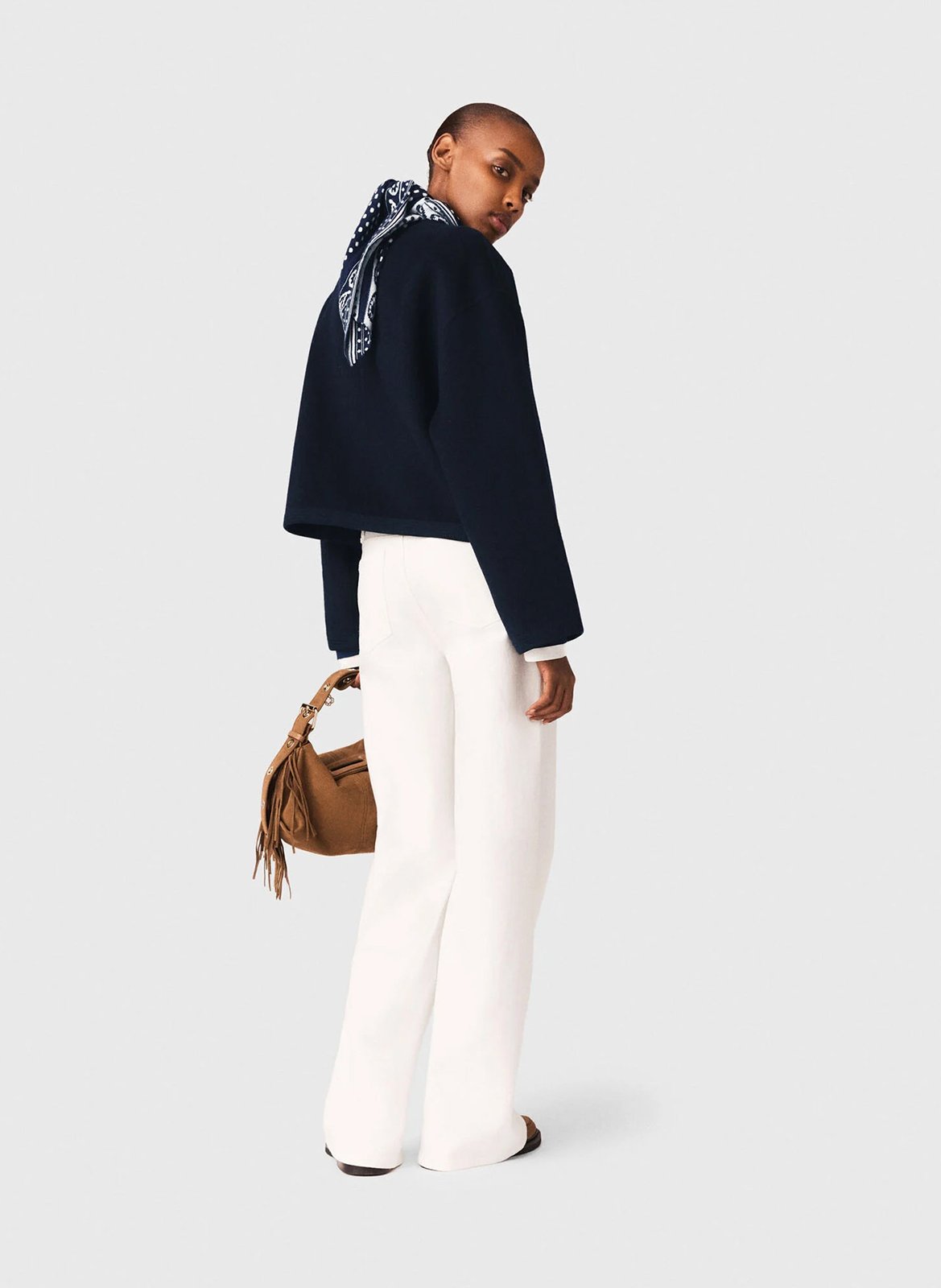 Veste ample boutonnée en laine mélangée MAJE Bleu