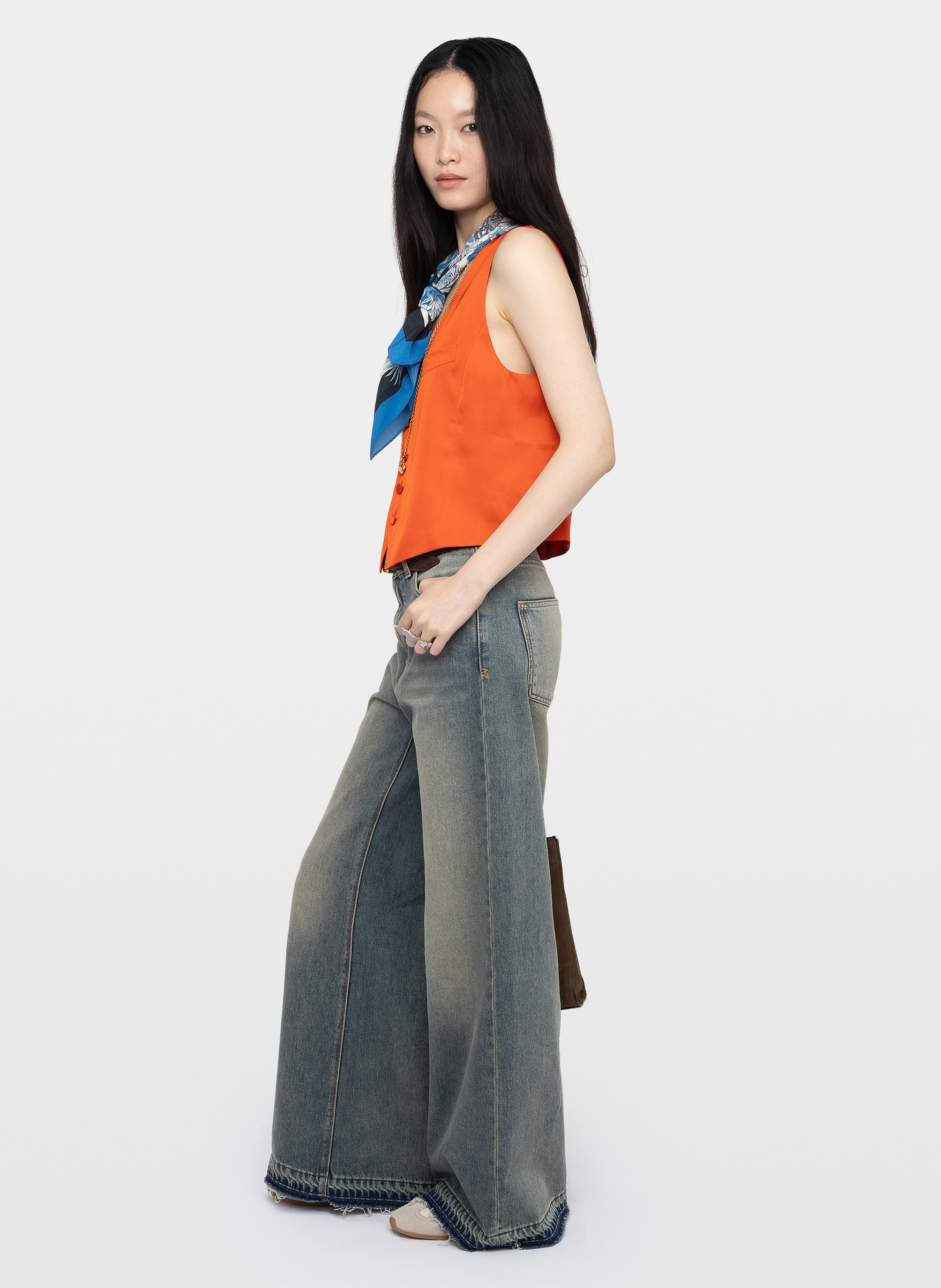 Gilet de costume col v en satin emaux ZADIG&VOLTAIRE Orange