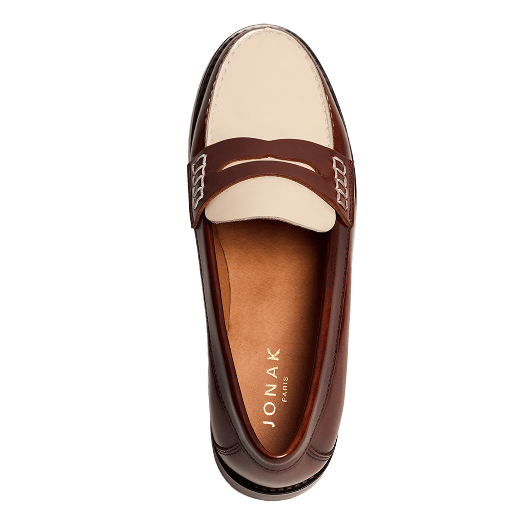 Mocassins bicolore en cuir Audelya JONAK Marron