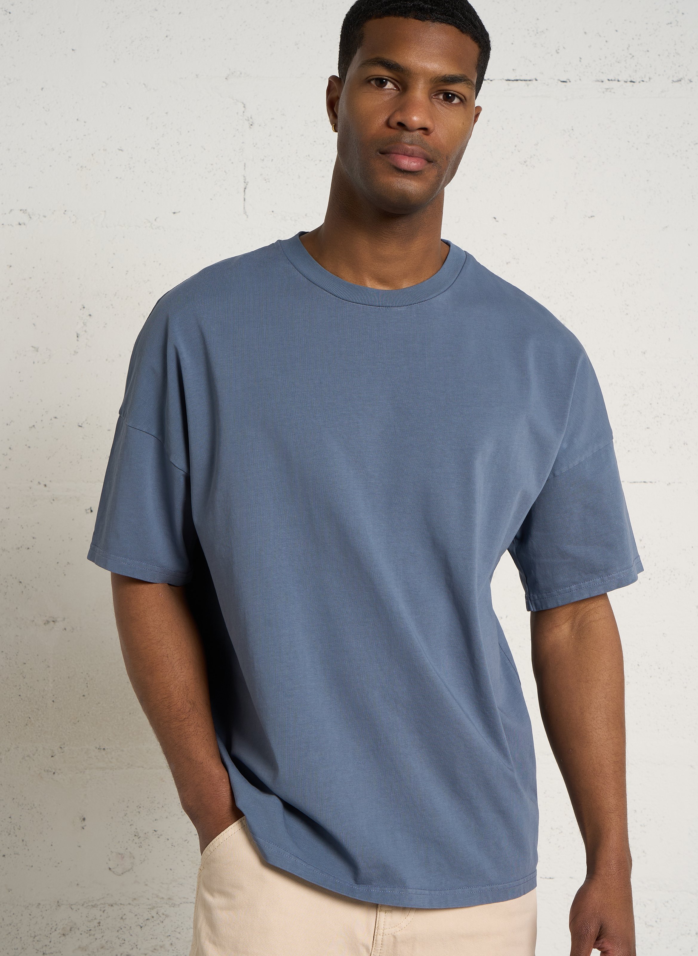 Tee-shirt regular-fit col rond en coton fizvalley AMERICAN VINTAGE Bleu