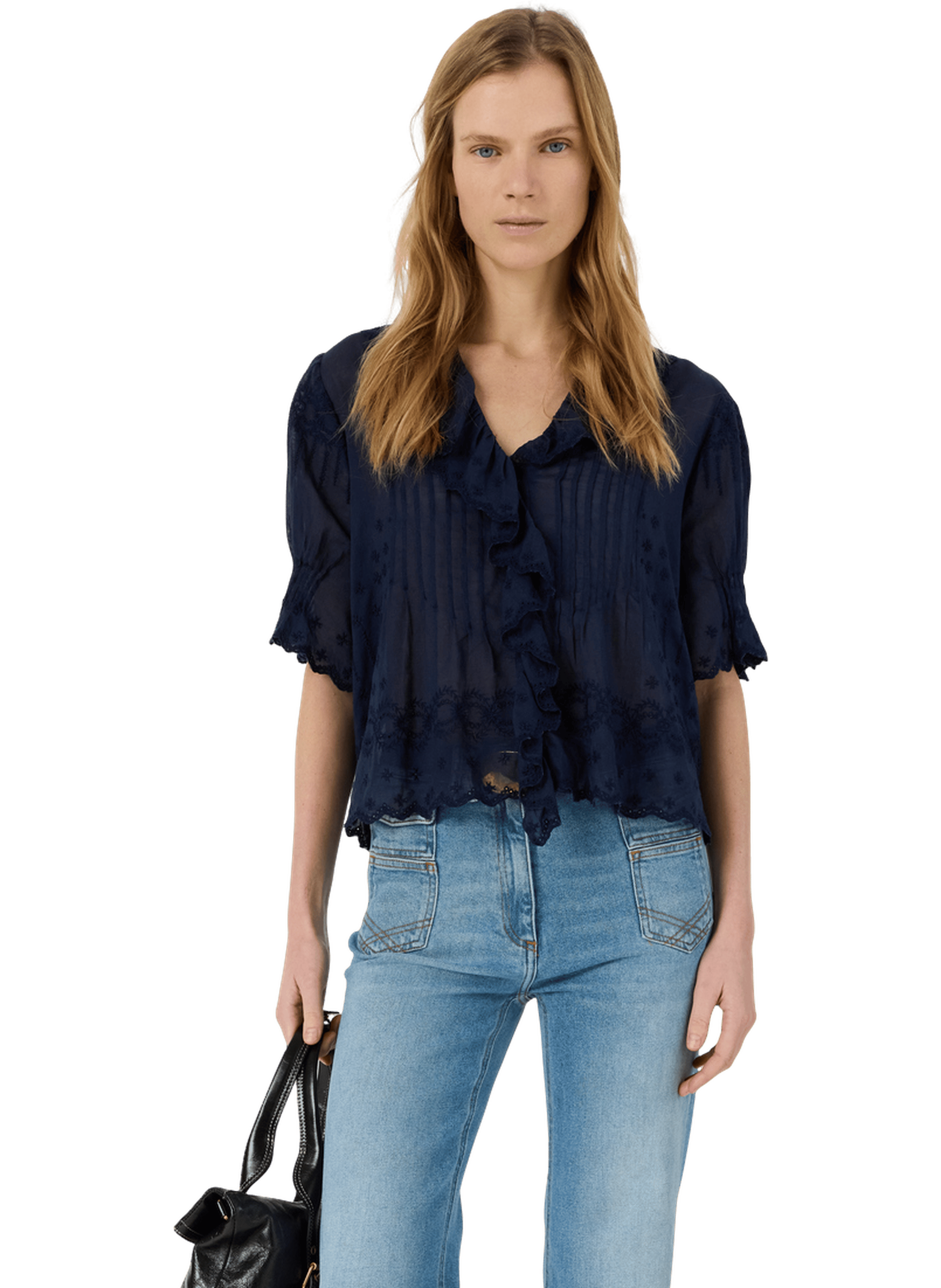 Chemise brodée en voile de coton - ceylia GERARD DAREL Bleu