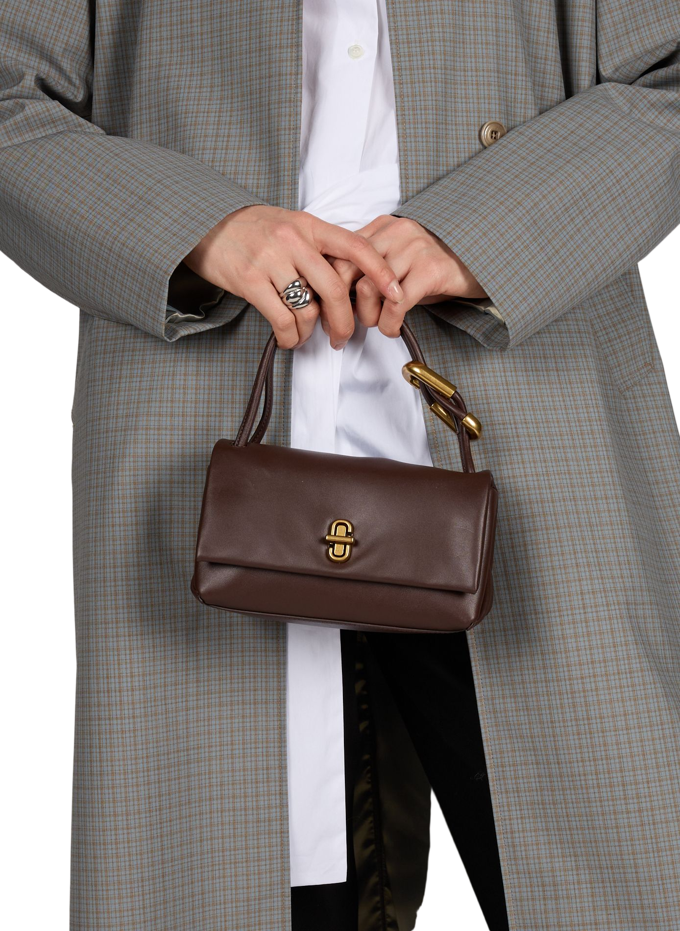 Le mini double sac en cuir lisse MARC JACOBS Marron