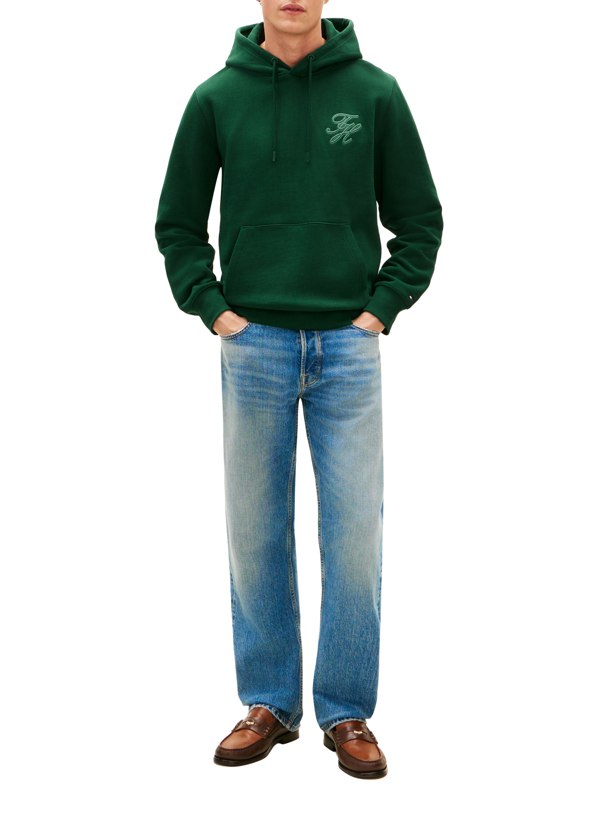 Sweatshirt mit besticktem Logo aus Baumwolle TOMMY HILFIGER Grun