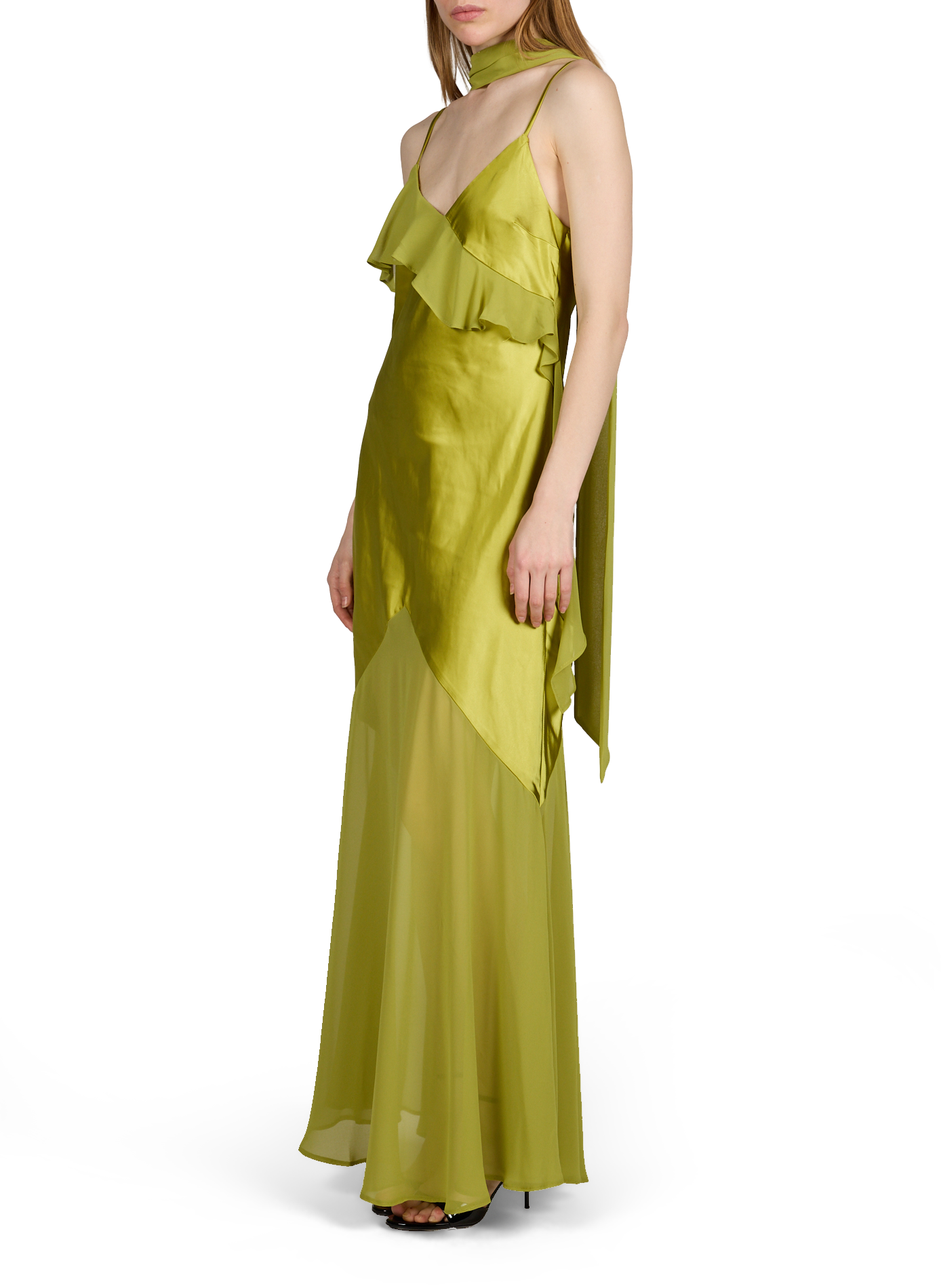 Robe sans manches évasée et satinée TOPSHOP Vert