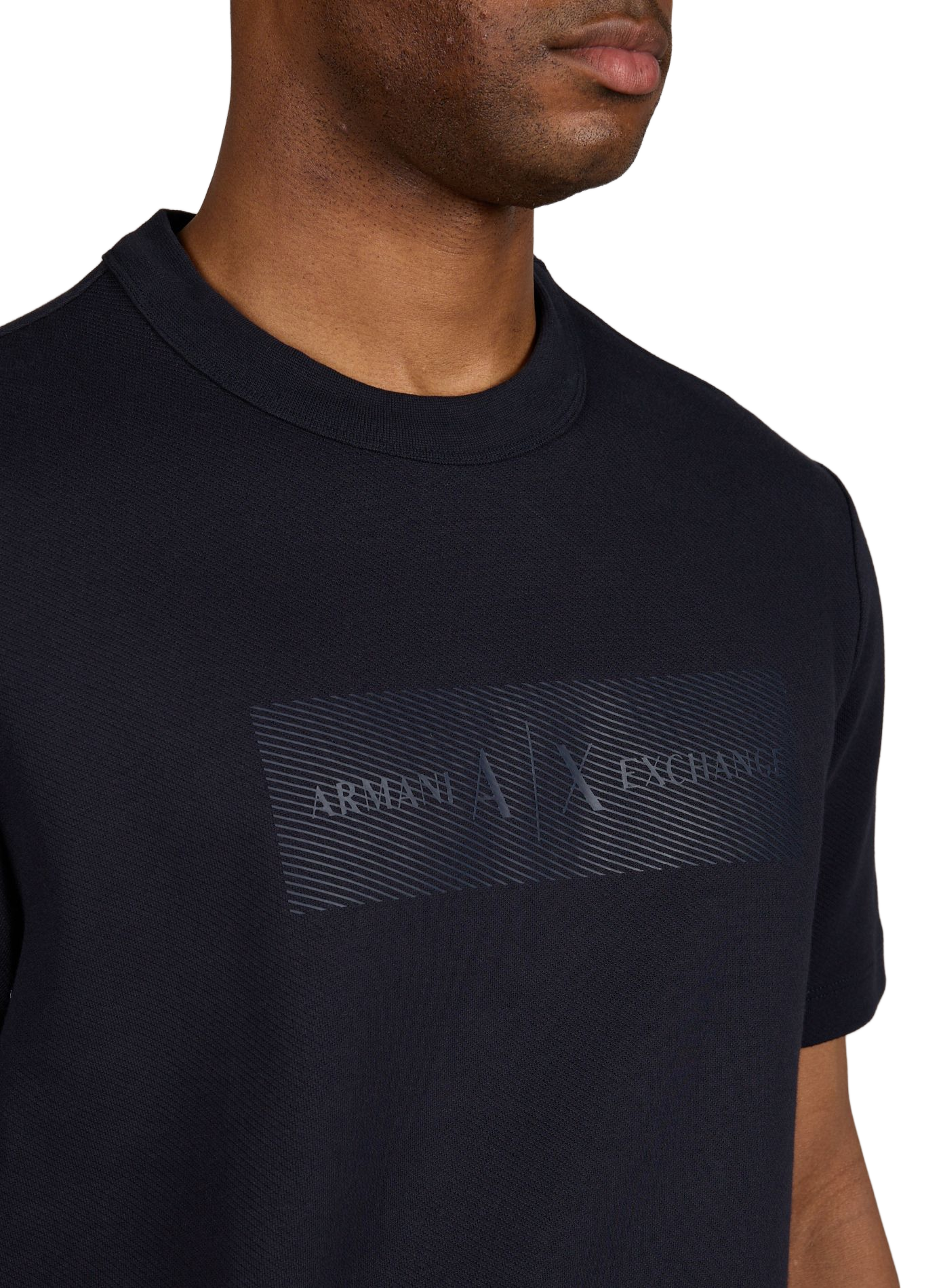 T-shirt col rond en coton ARMANI EXCHANGE Bleu