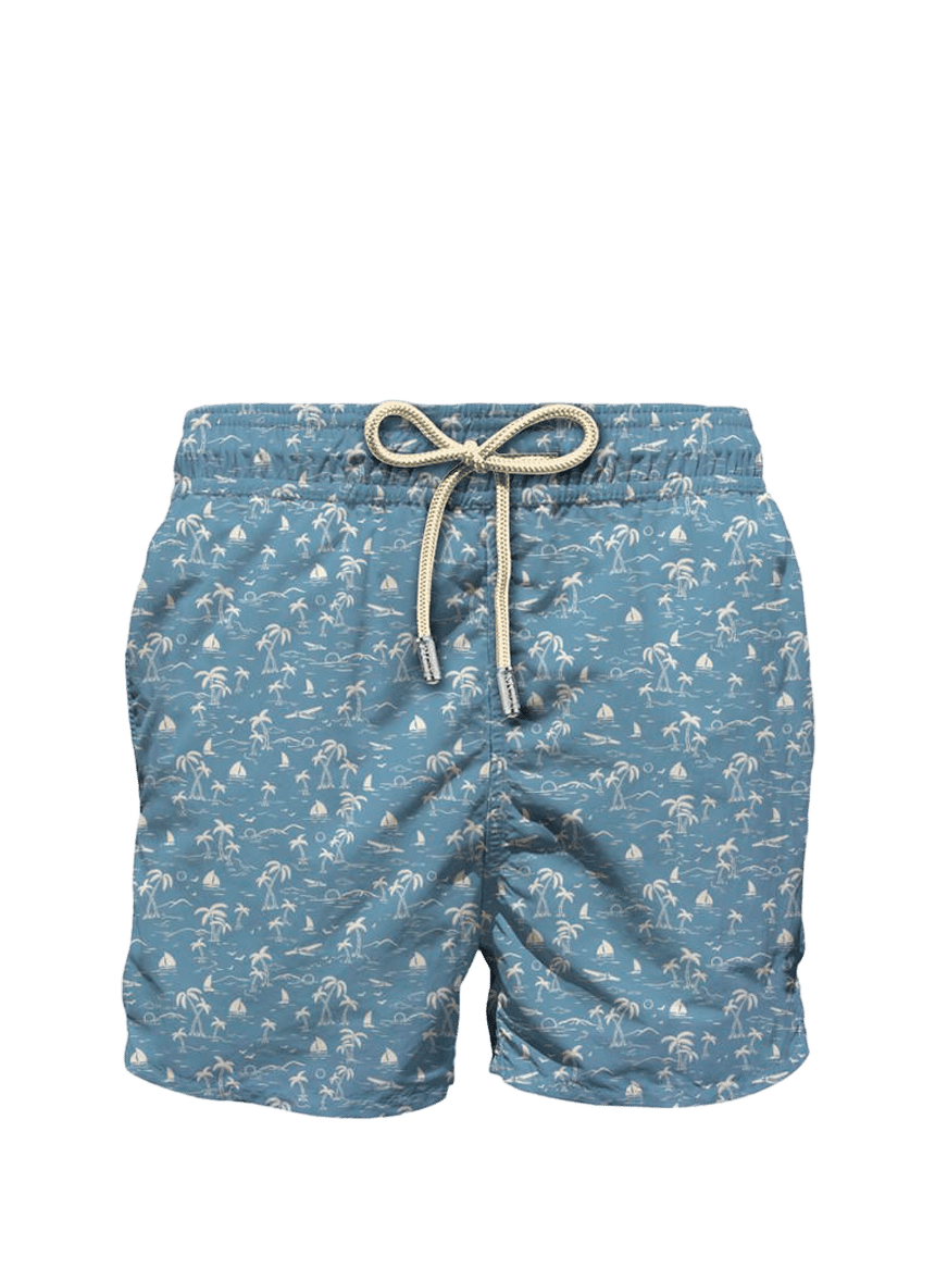 Stretch swim shorts with floral print MC2 SAINT BARTH Blue