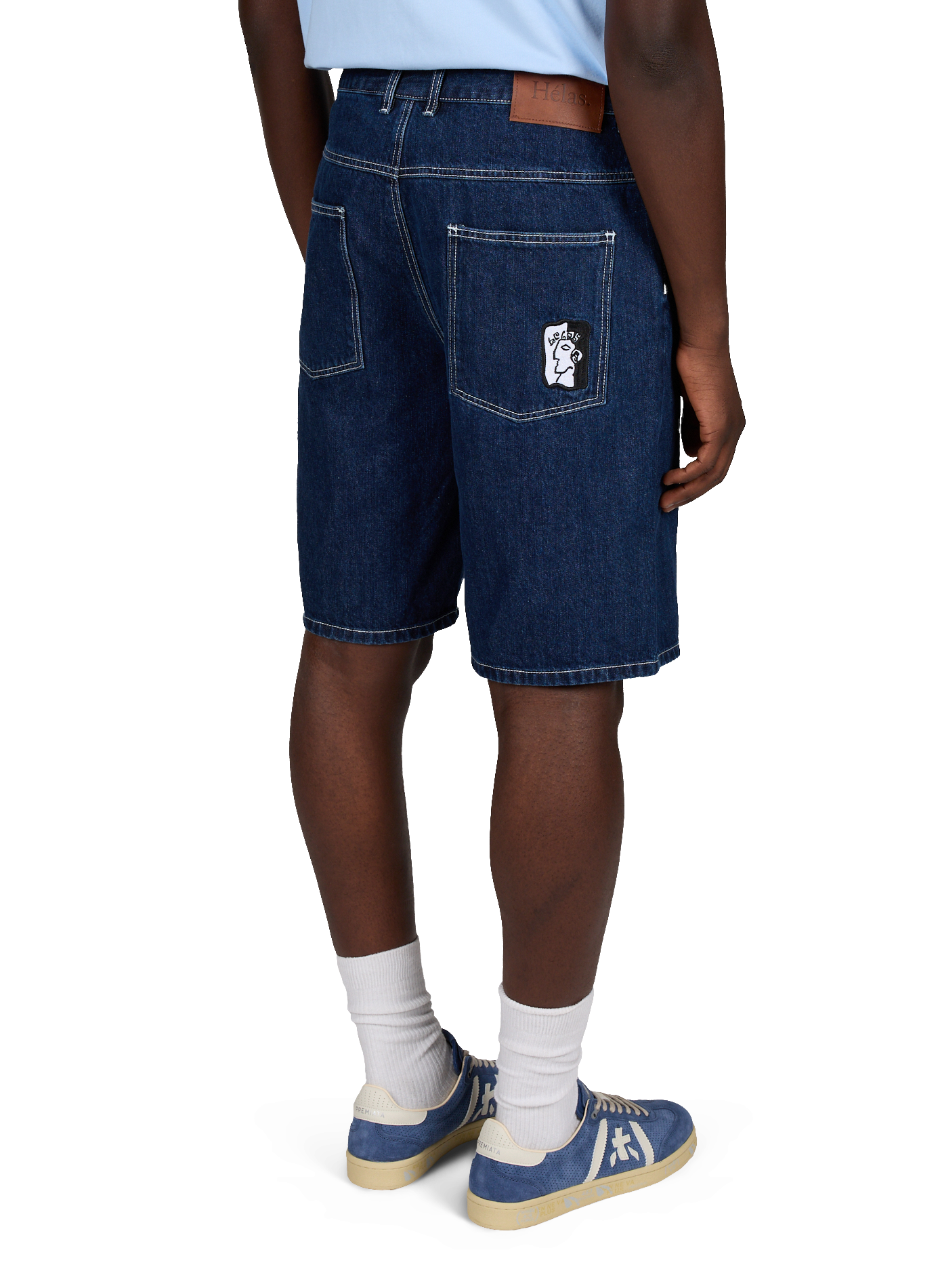 Short denim with cotton embroidery details HELAS CAPS Blue