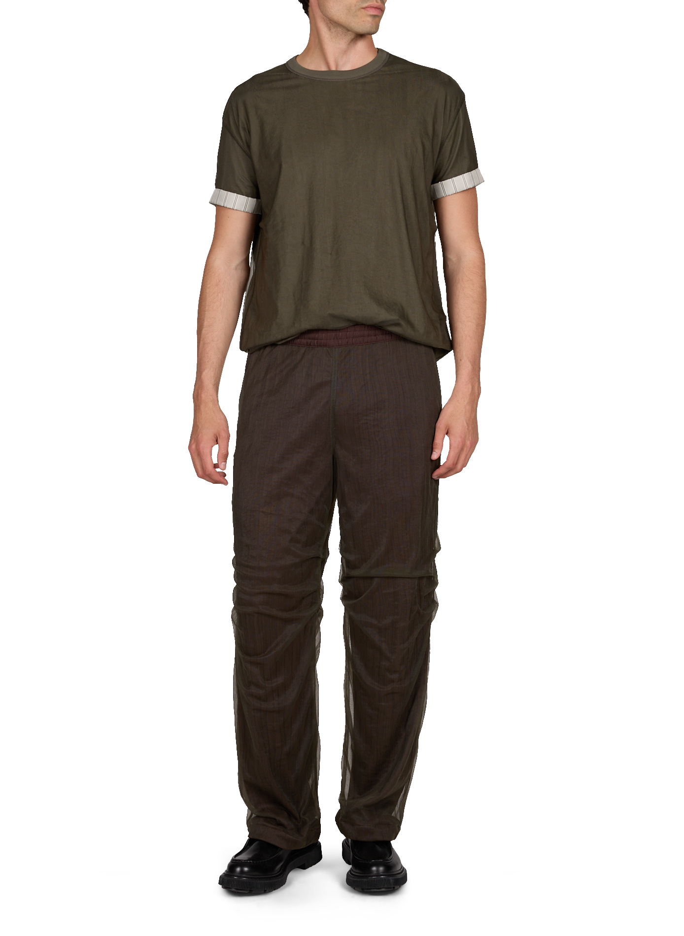 Camiseta de malla con cuello redondo ANDERSSON BELL Caqui