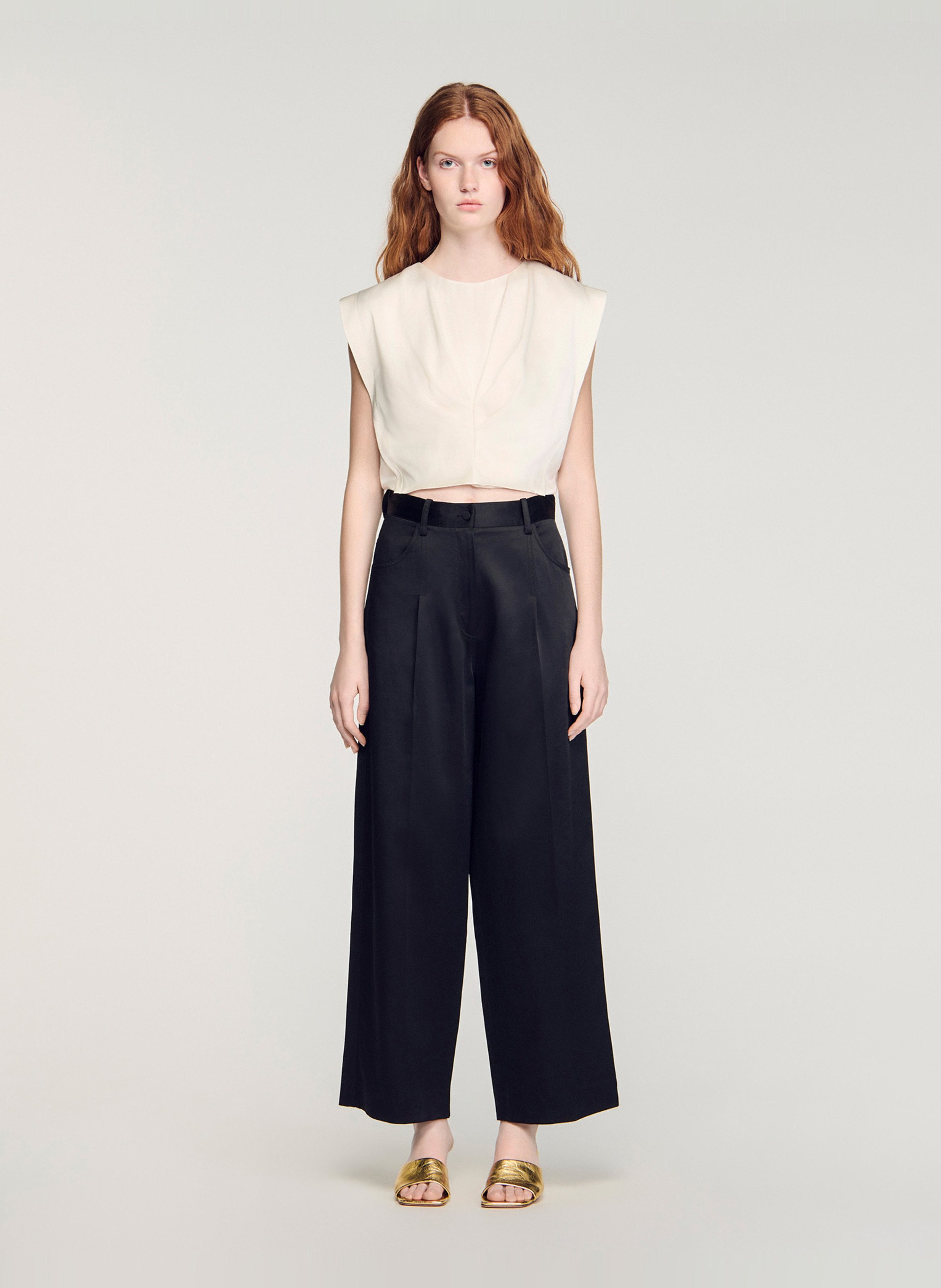 Pantalon large SANDRO Noir