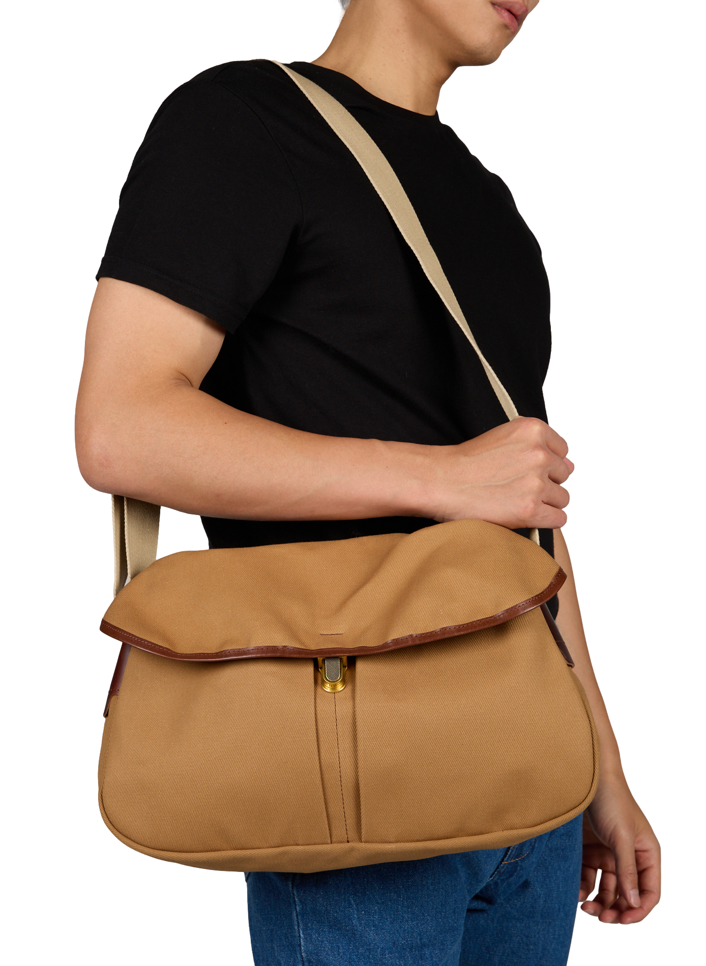 Leon messenger bag in cotton BLEU DE CHAUFFE Brown