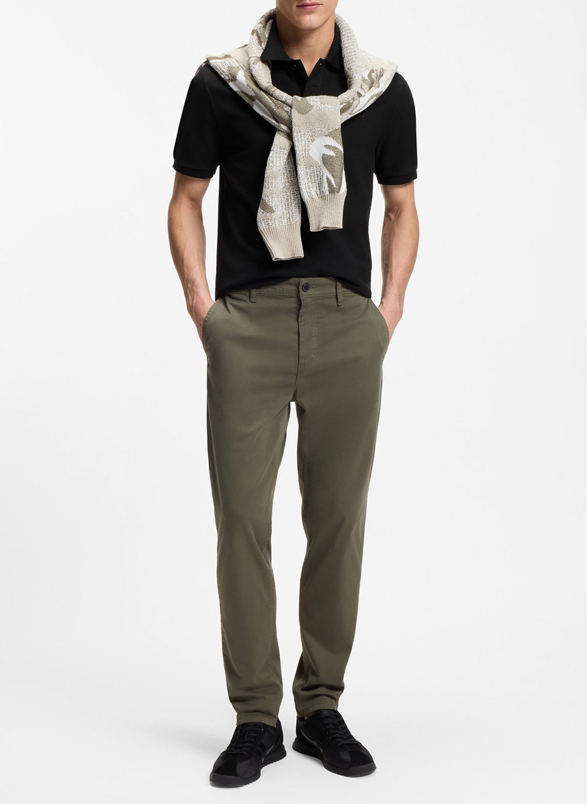 Polo regular-fit en coton BOSS Noir