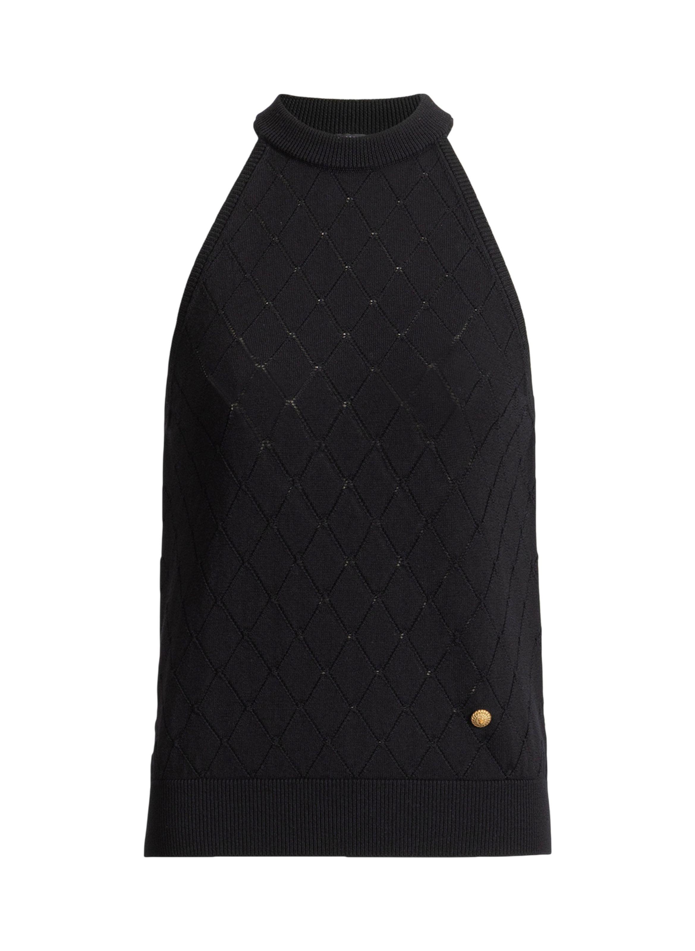 Top sans manches en maille BALMAIN Noir