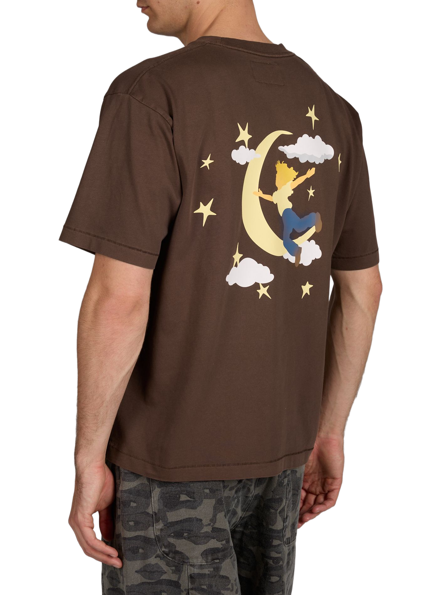 T-shirt imprimé à col rond en coton KIDSUPER Marron