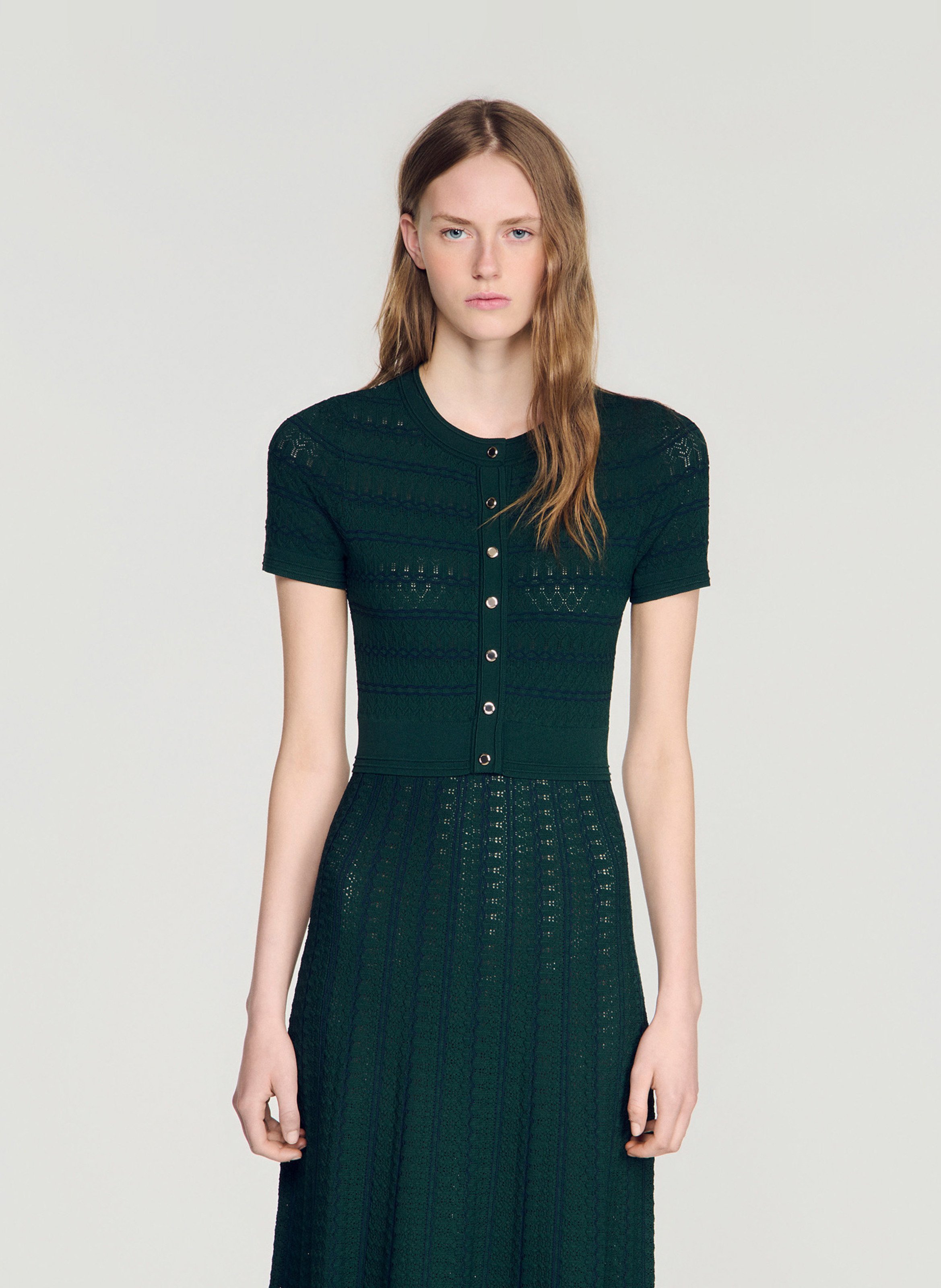 Robe longue en maille SANDRO Vert