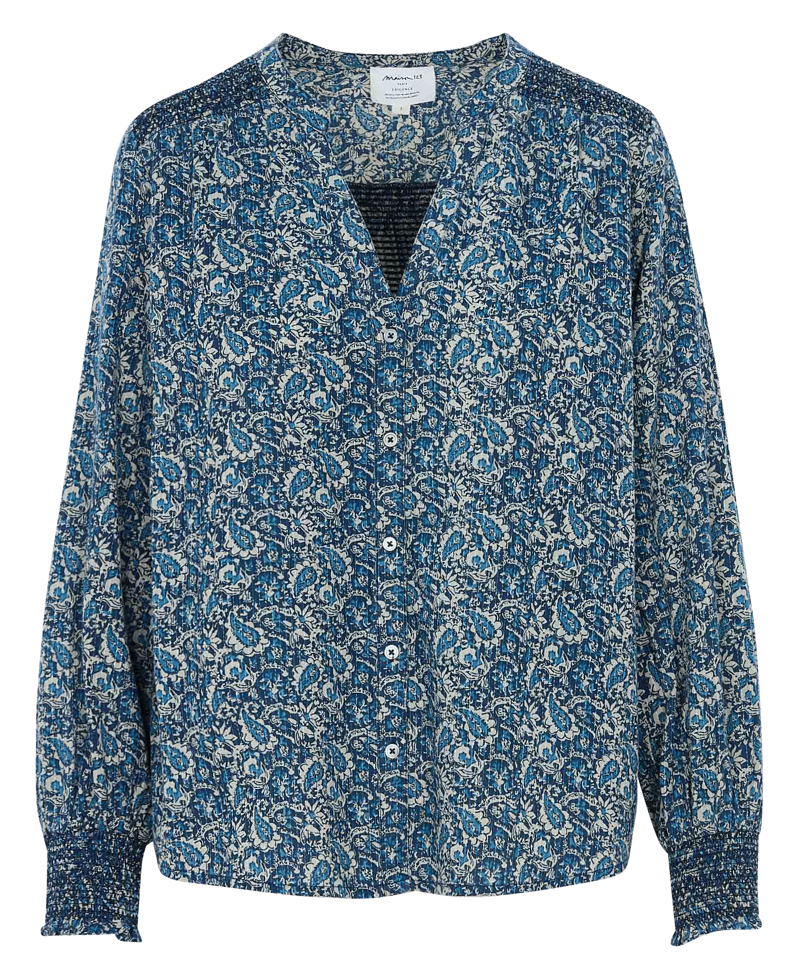 Chemise col v en coton mélangé dolce MAISON 123 Bleu
