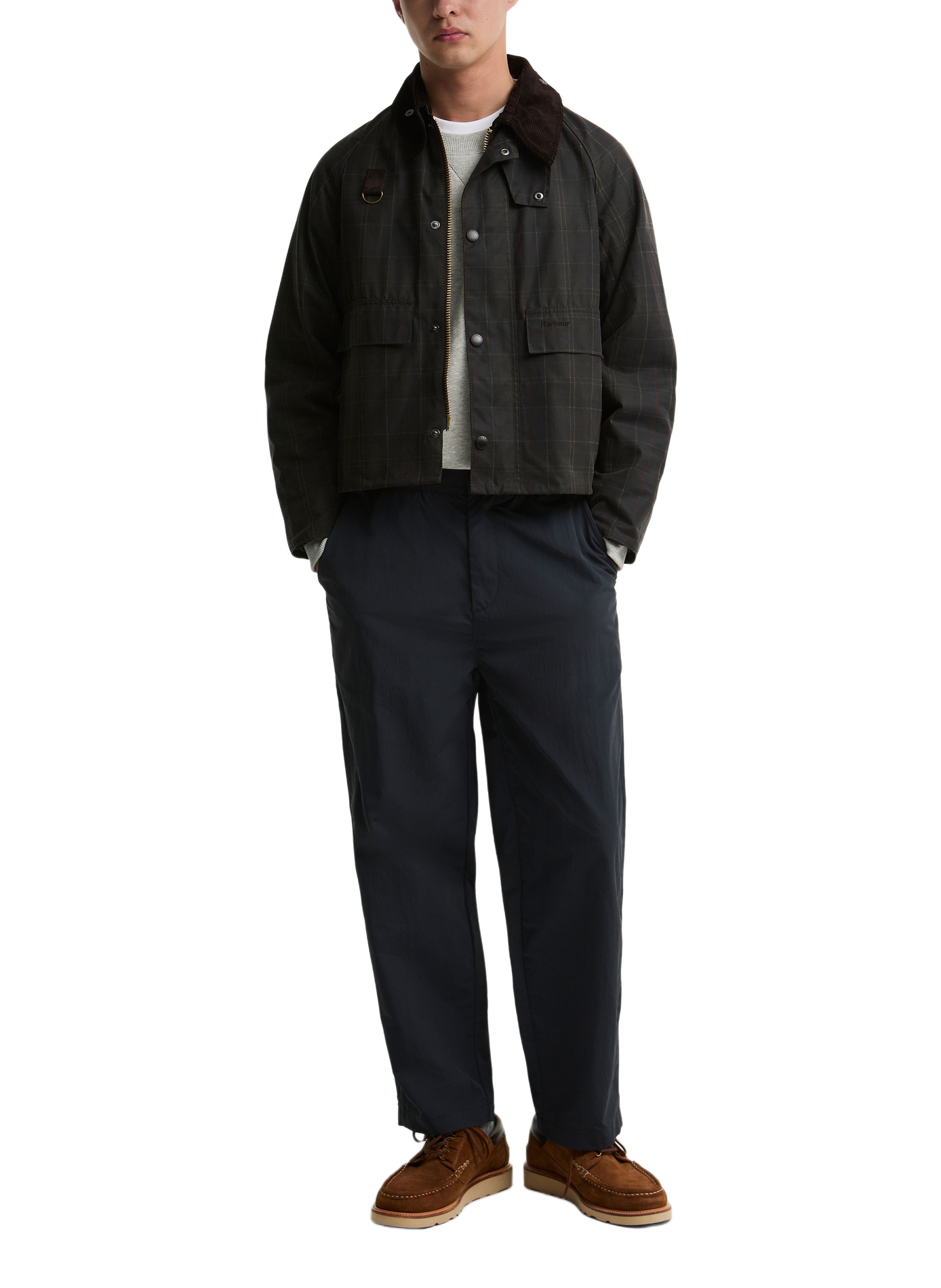 Straight classic collar checkered cotton jacket BARBOUR Green