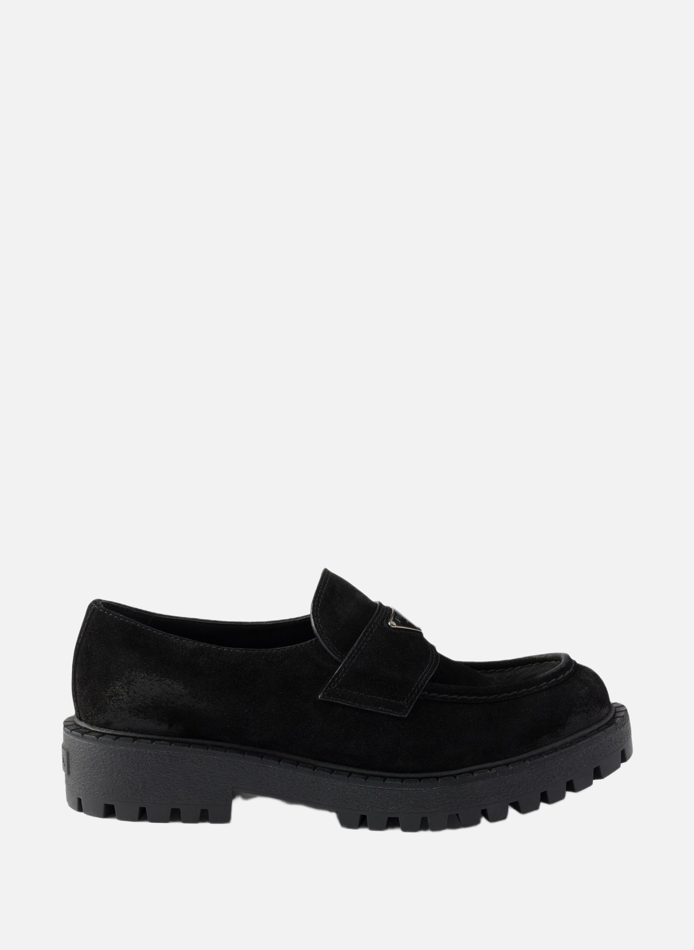 Mocassins en veau velours vieilli PRADA Noir