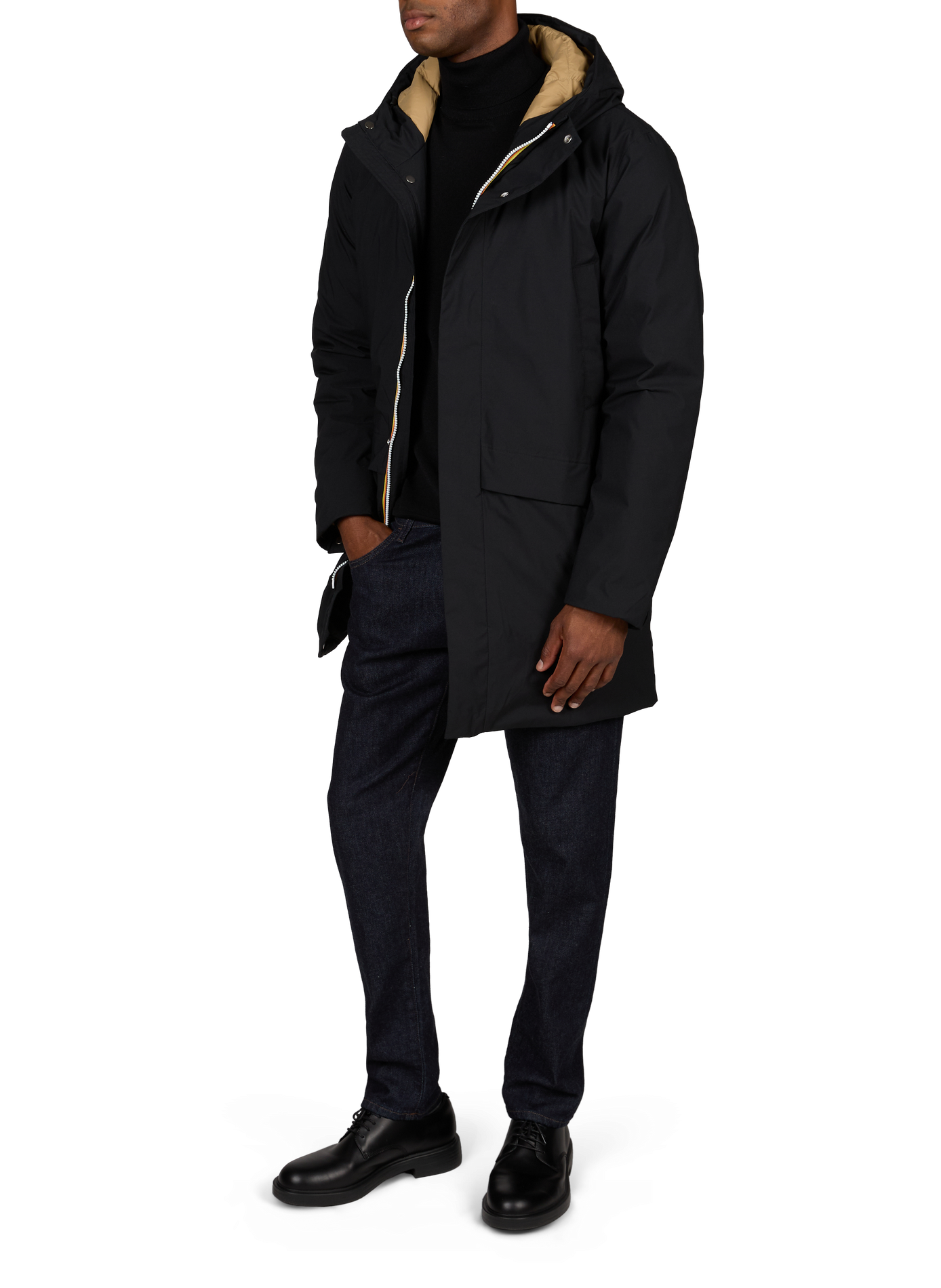 Straight hooded parka K-WAY Black